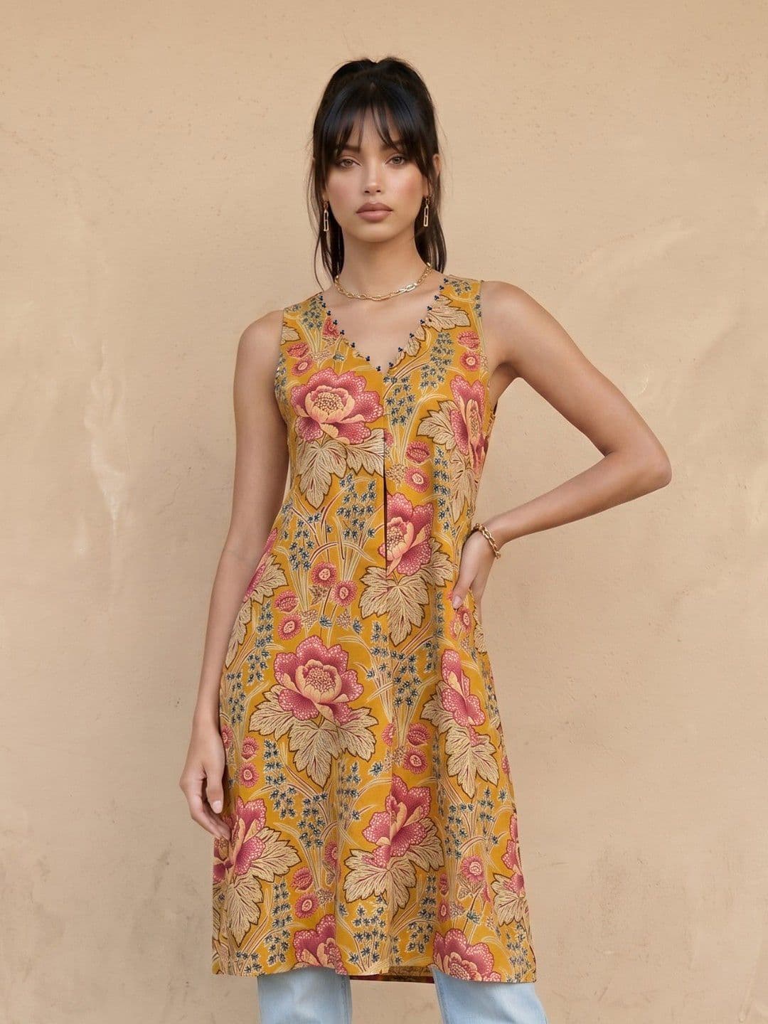 fusion by glitchez Women Floral Kurta - view 1
