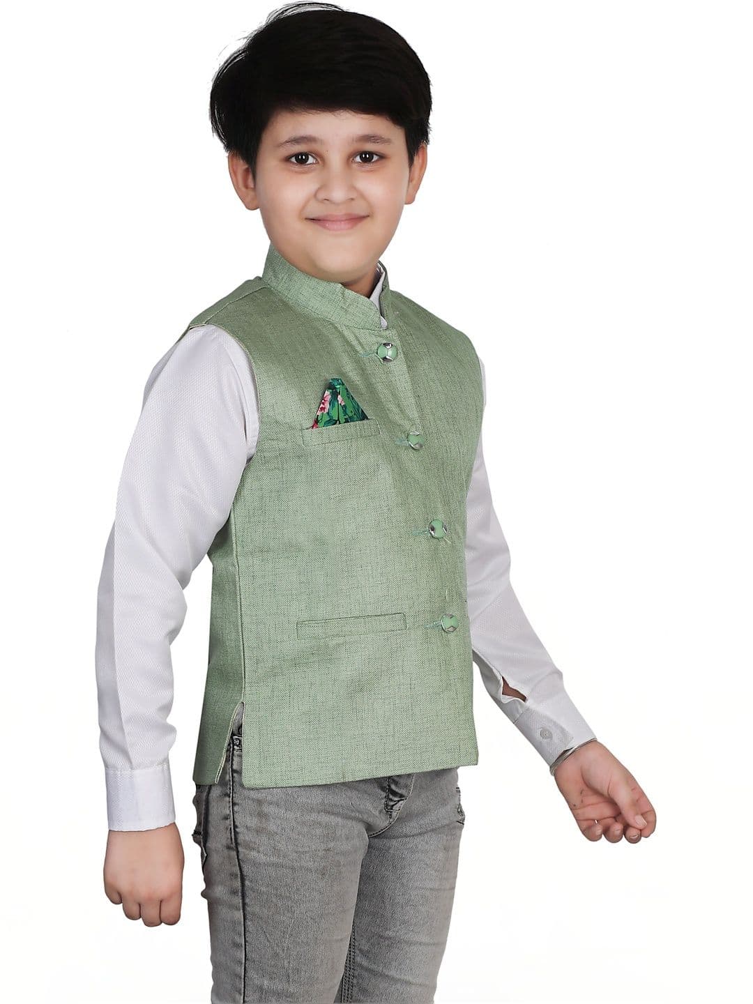 seetoo Boys Mandarin Collar Sleeveless Nehru Jackets - view 1