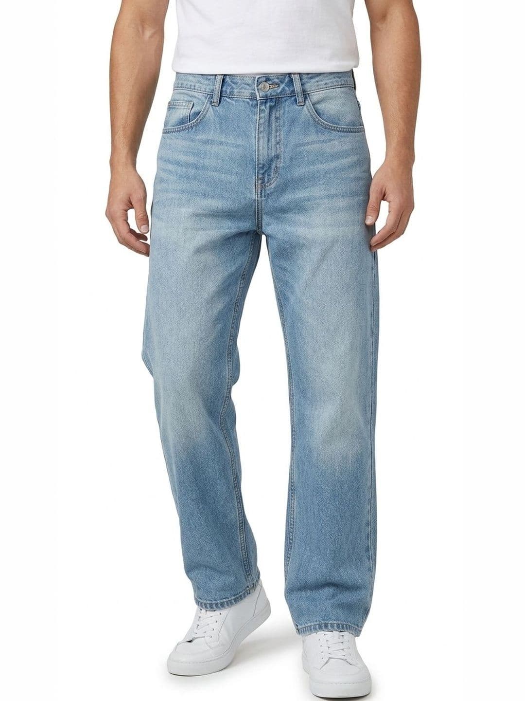 DESIGN ELEMENTS Men Comfort Slim Fit Mid-Rise Low Distress Light Fade Jeans - view 1