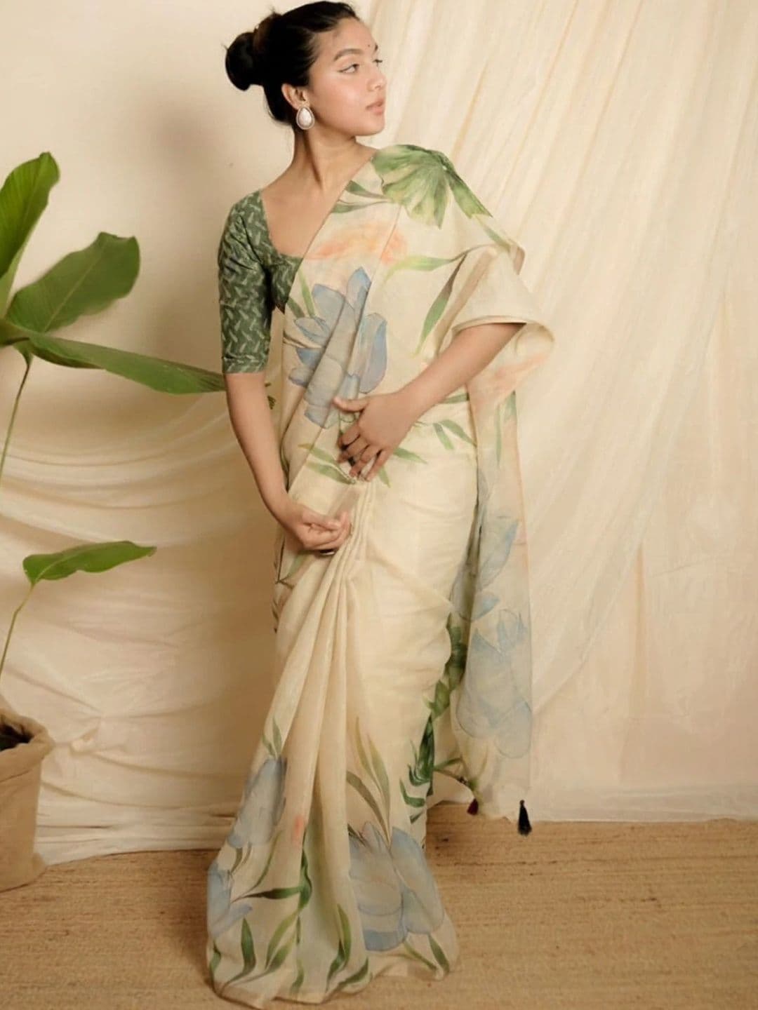 SZN Linen Blend Khadi Saree - view 1