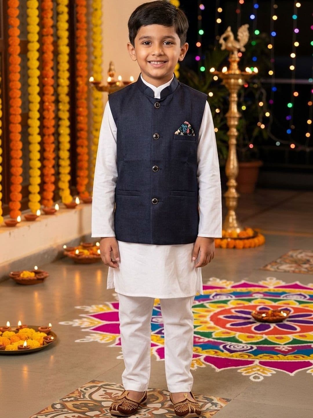 seetoo Boys Mandarin Collar Sleeveless Nehru Jackets - view 1
