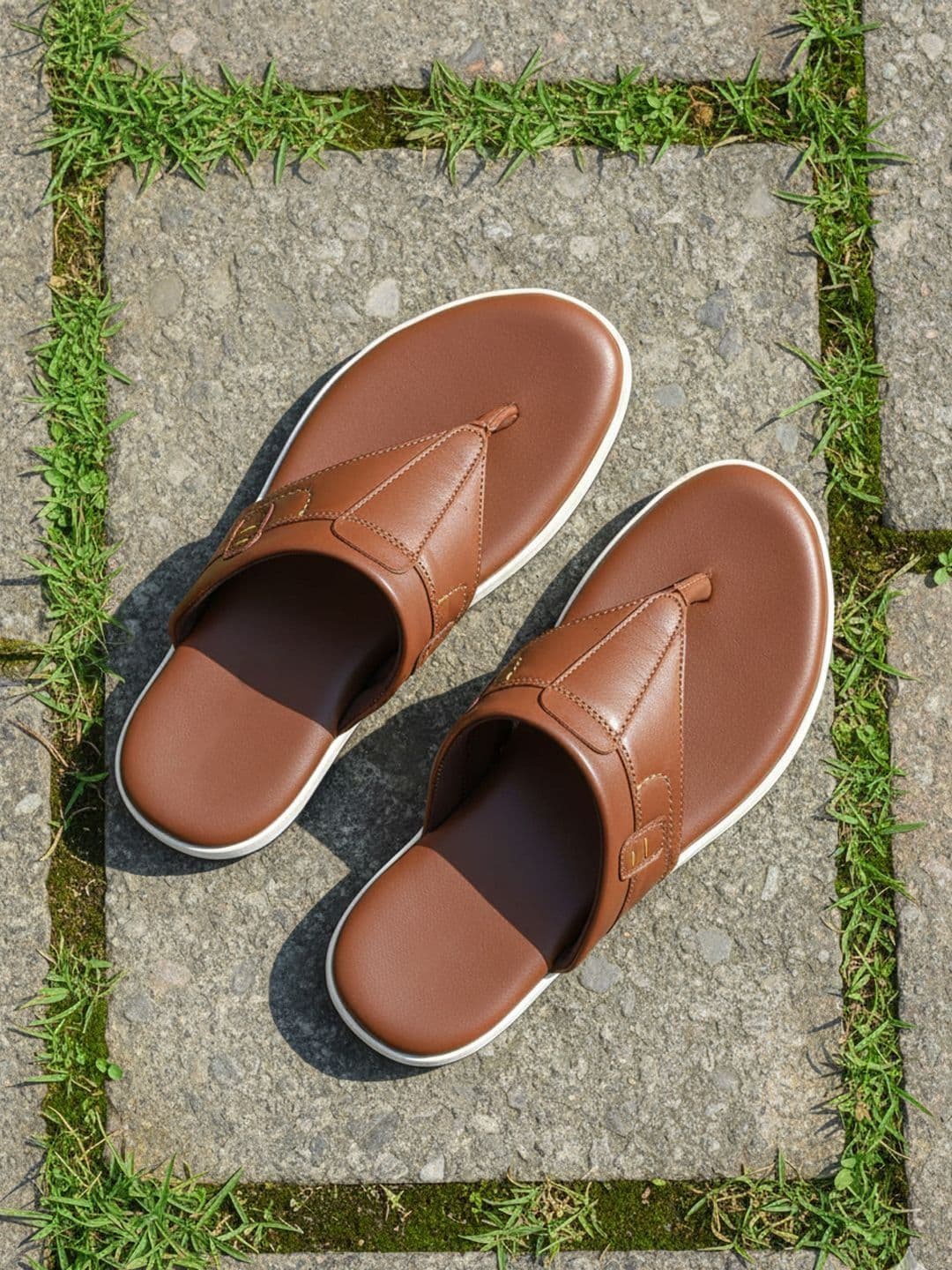 Khadims Men Brown Leather Comfort Sandals - view 1