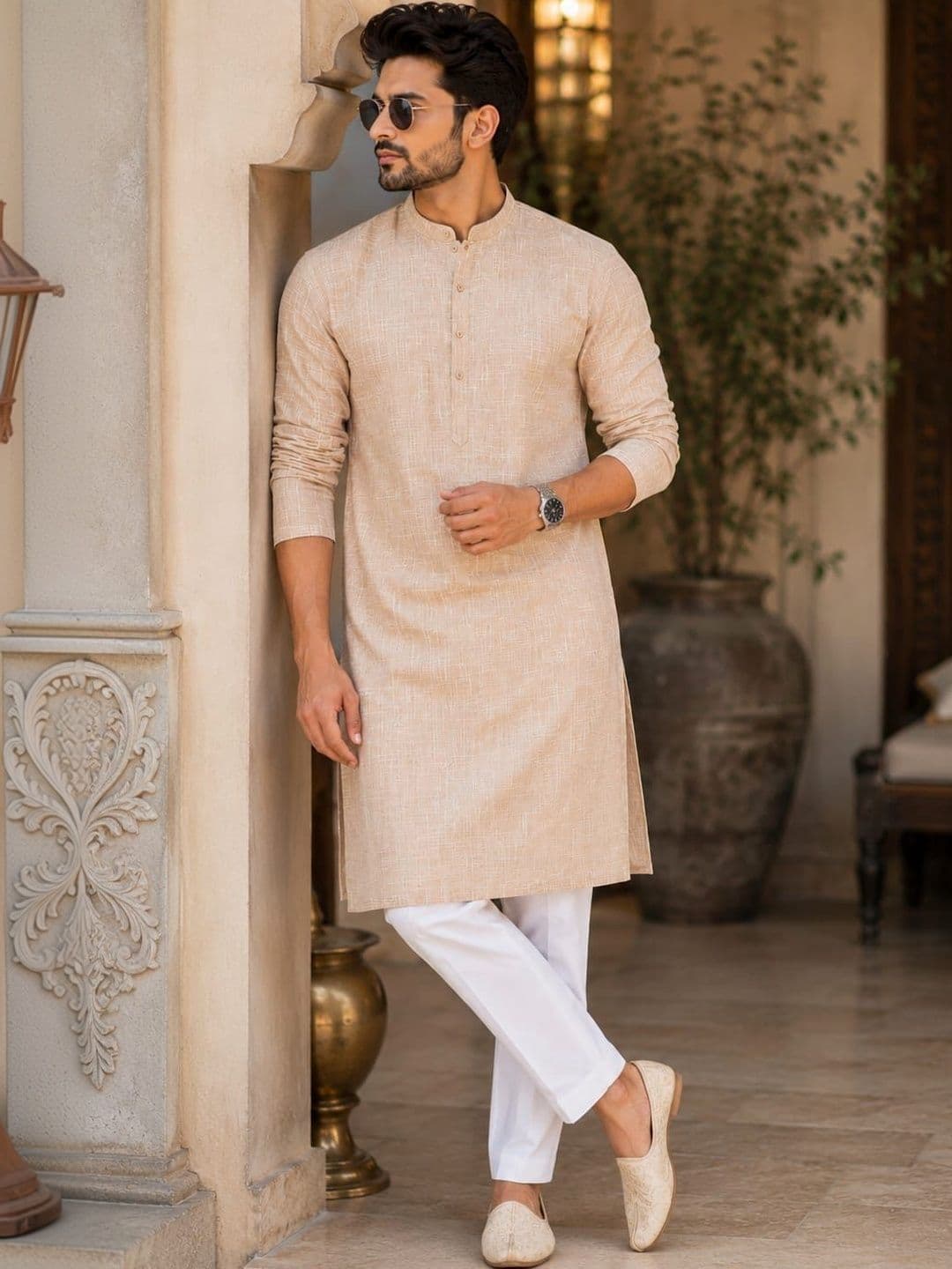 Jagdish Garments Men Mandarin Collar Cotton Kurta - view 1