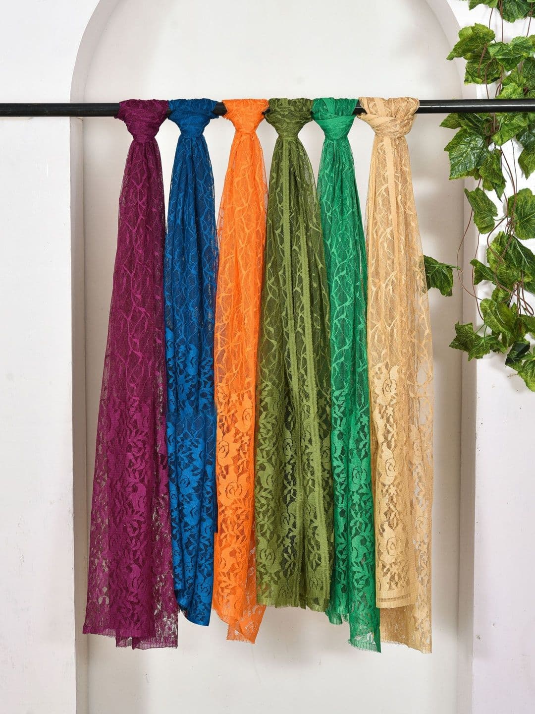 Kuhika Selection Of 6 Floral Woven Design Cotton Dupattas - view 1