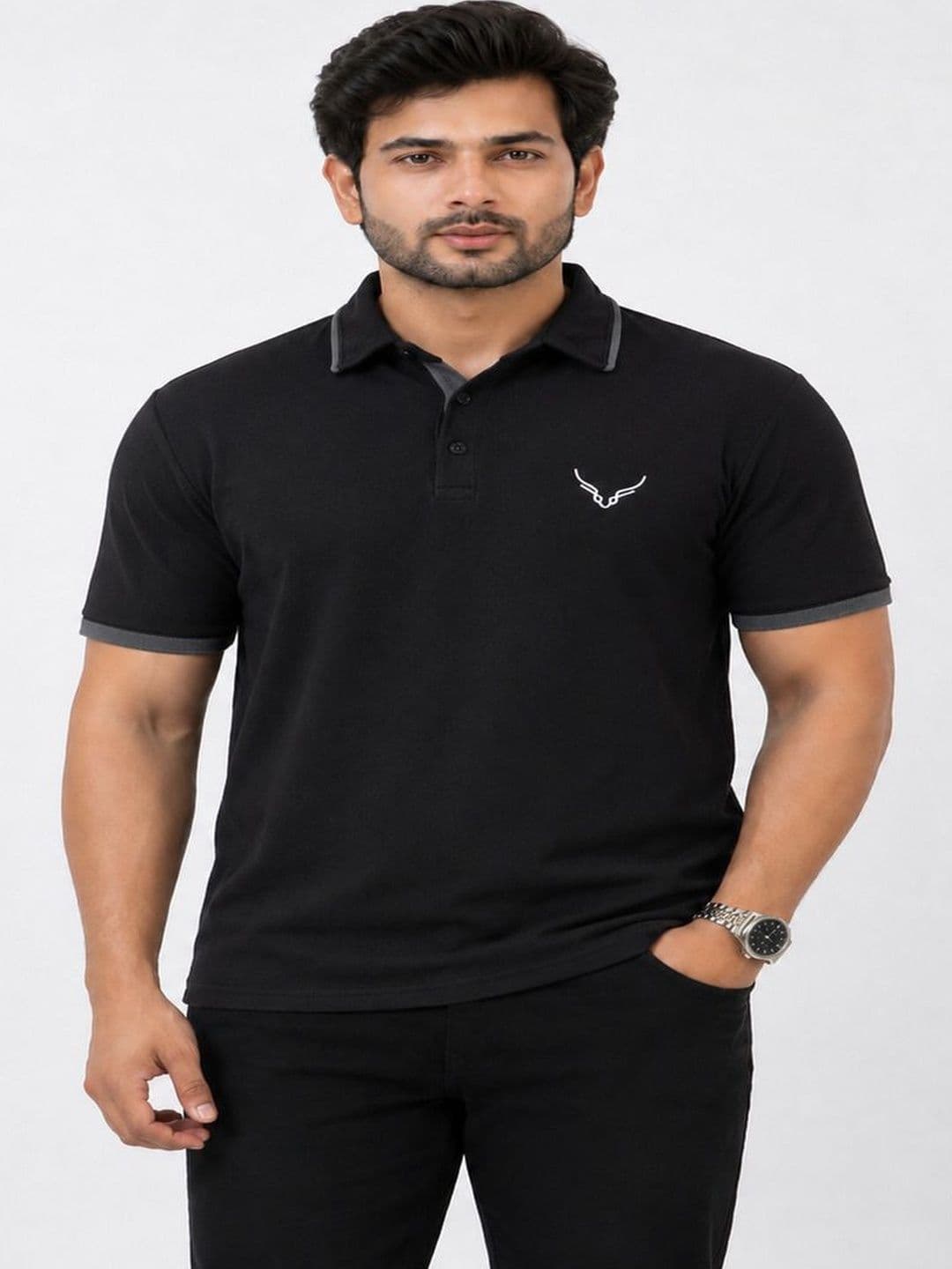 AVRIE Men Brand Logo Polo Collar T-shirt - view 1