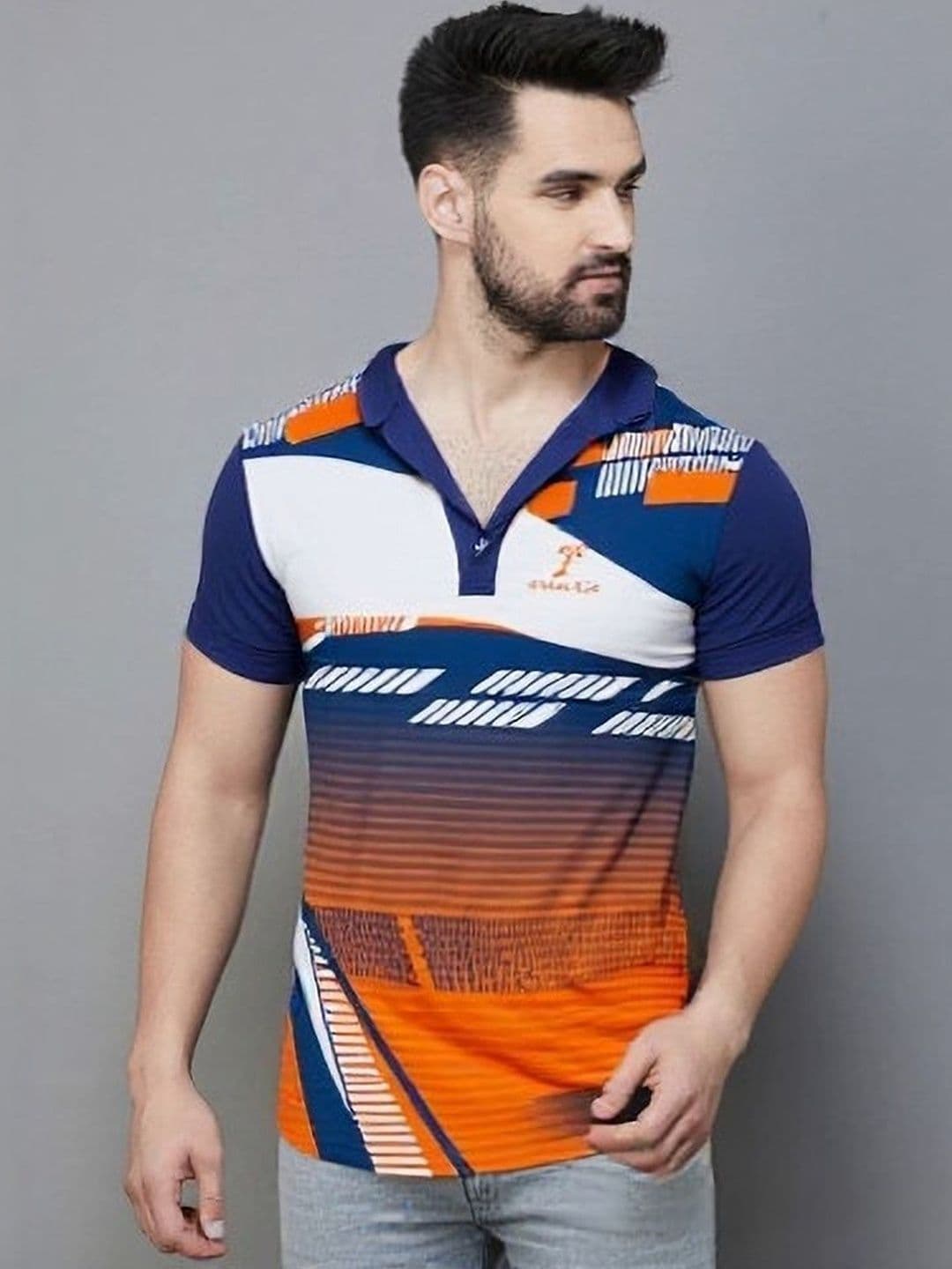 Lookswala Men Printed Polo Collar T-shirt - view 1