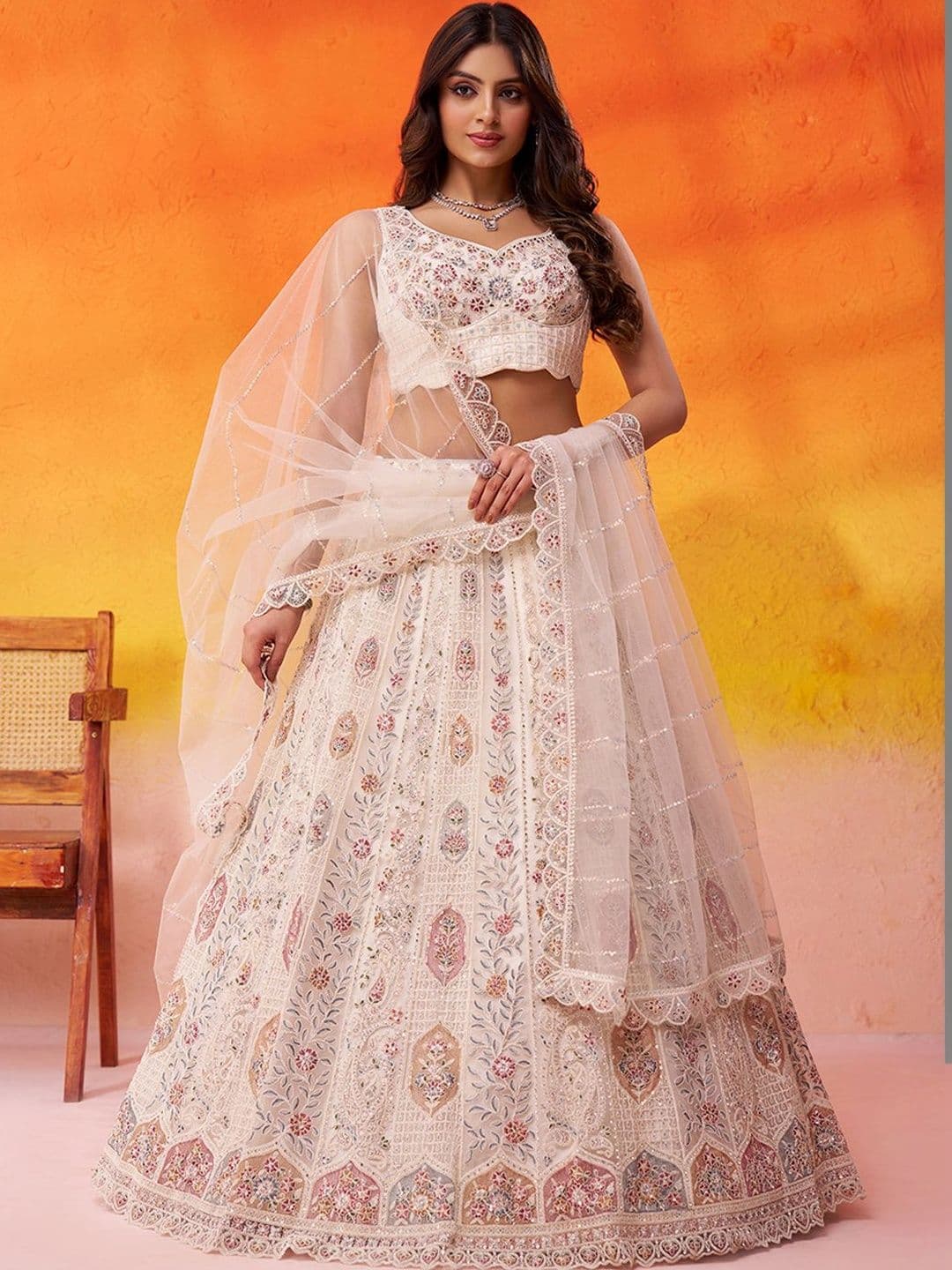 KALINI Embellished Sequinned Semi-Stitched Lehenga & Unstitched Blouse With Dupatta - view 1