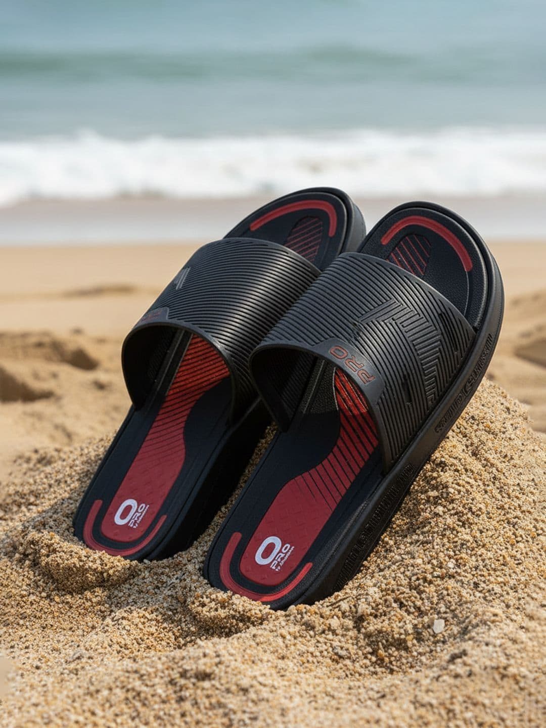 Khadims Men Black & Red Sliders - view 1