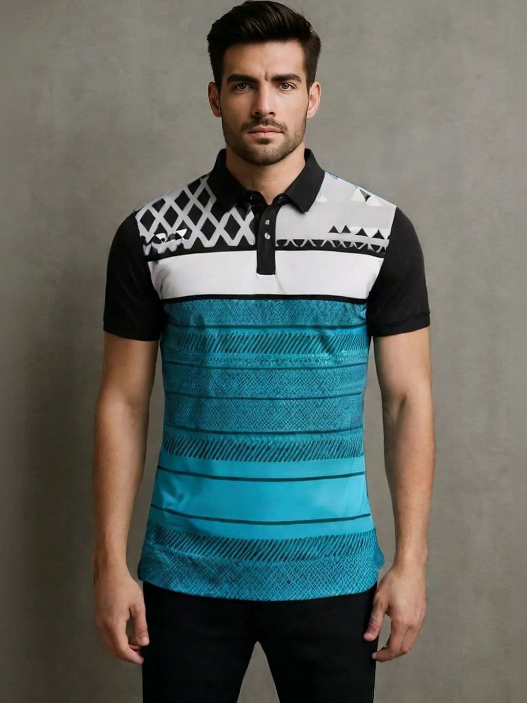 Lookswala Men Printed Polo Collar T-shirt - view 1
