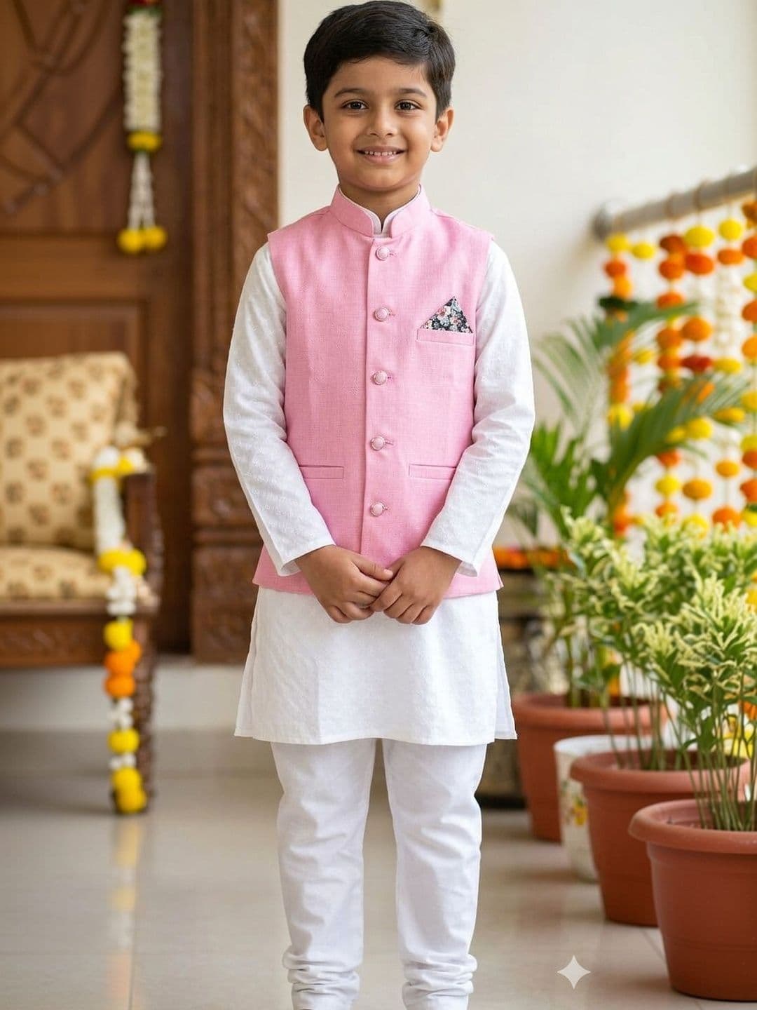 seetoo Boys Mandarin Collar Sleeveless Nehru Jackets - view 1