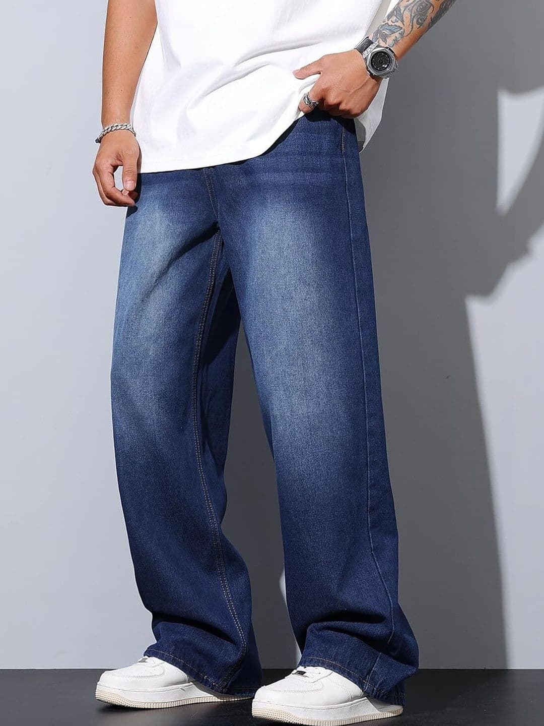 StyleCast Men Comfort Mid-Rise Low Distress Light Fade Jeans - view 1