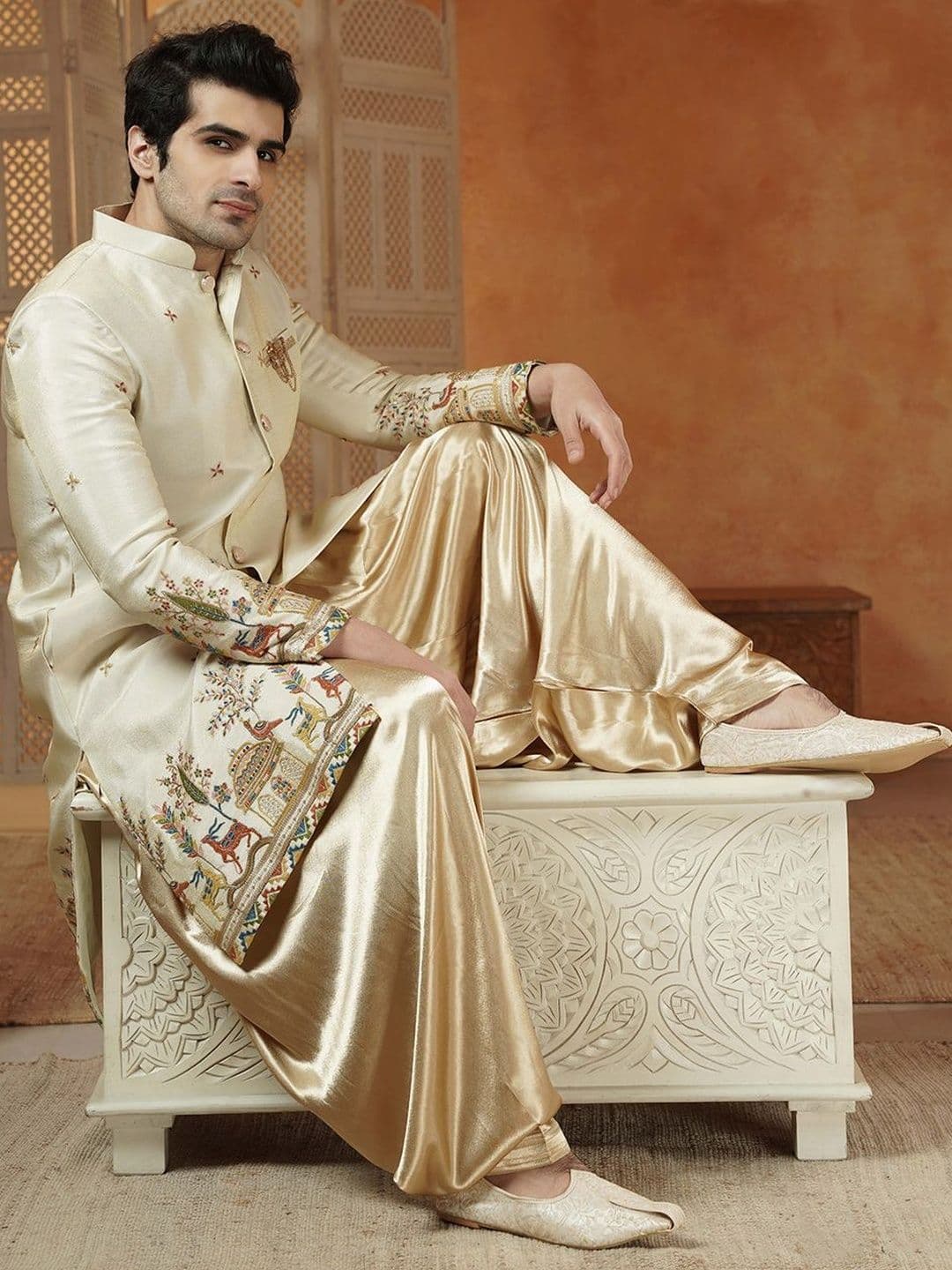 Utsav Fashion Embroidered Velvet Sherwani Set
