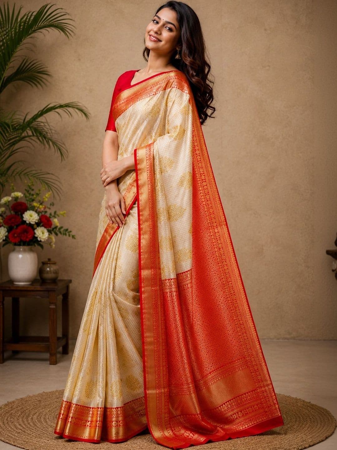VelvetHue Ethnic Motifs Woven Design Zari Banarasi Saree With Blouse Piece - view 1