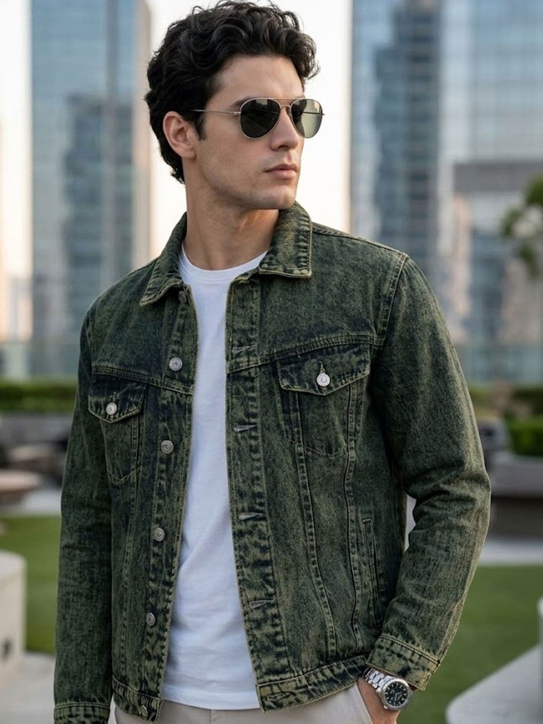 Urbano Fashion Men's Blue Regular Fit Washed Full Sleeve Denim Jacket - view 1