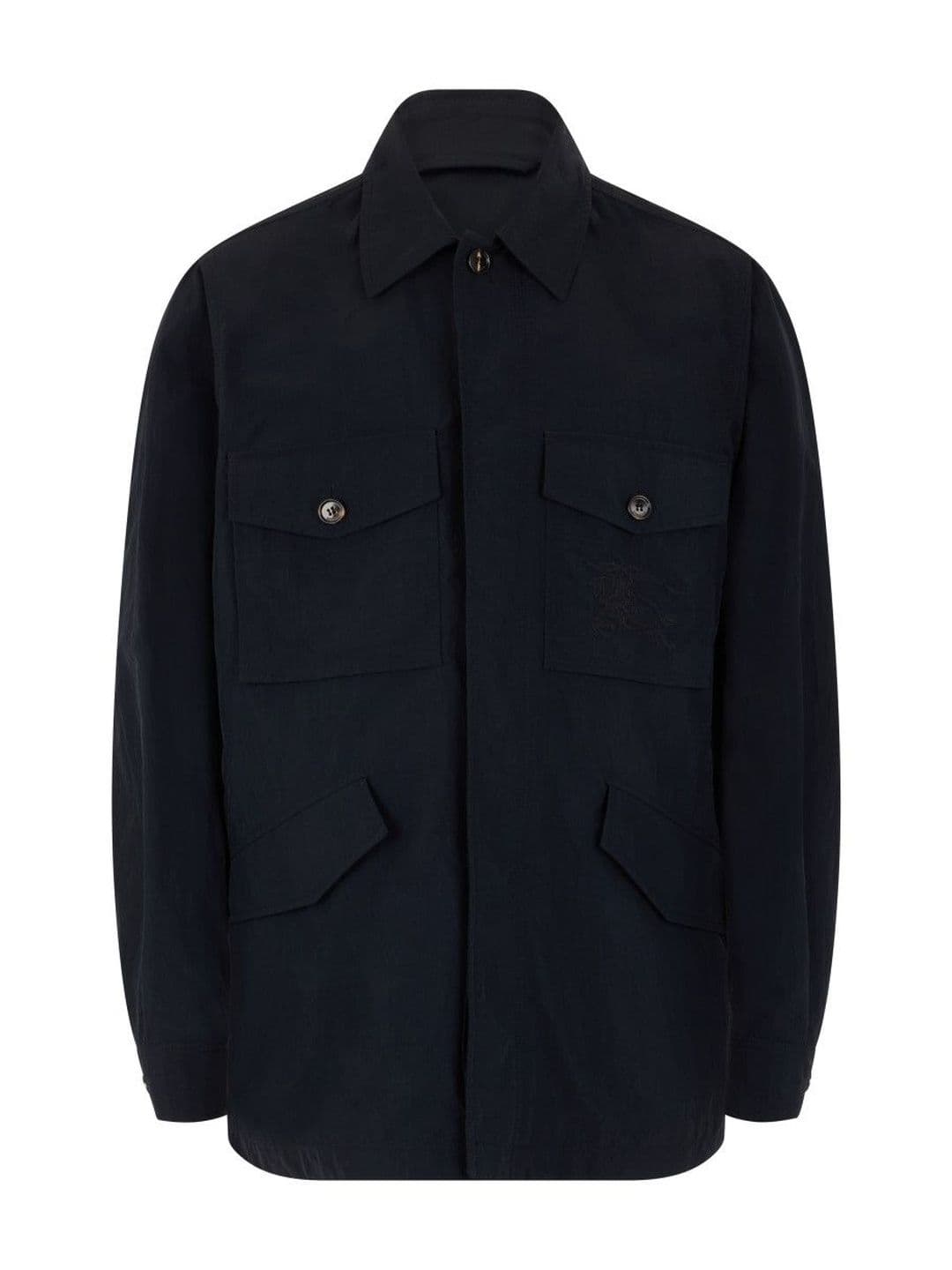 Burberry Blue Solid Shirt Collar Jacket - view 1