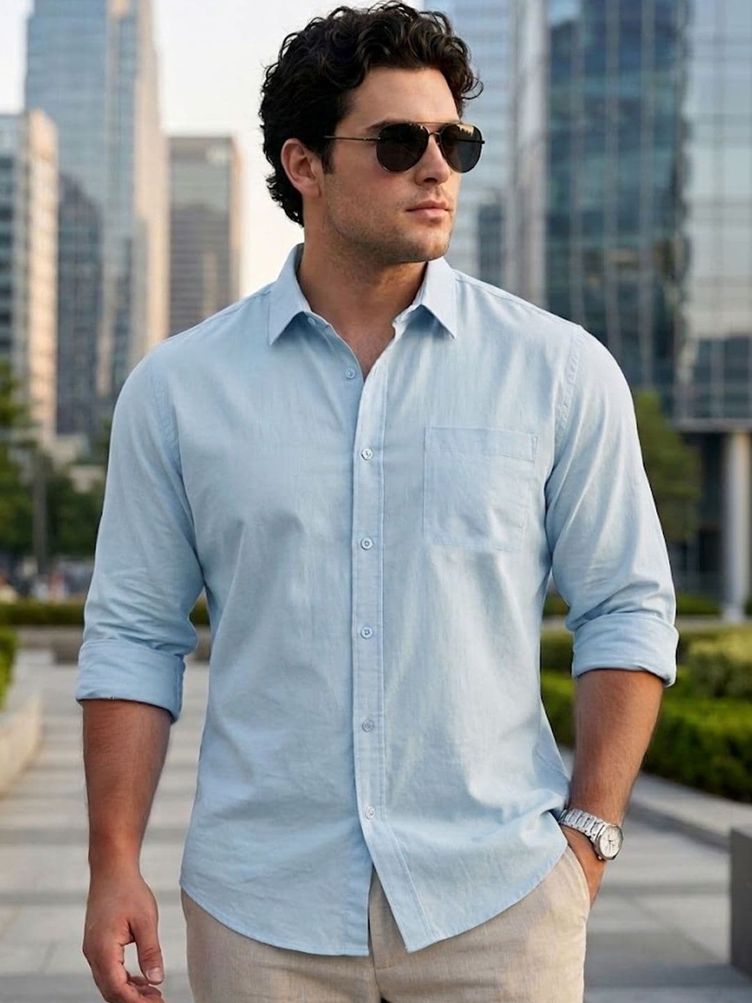 Urbano Plus Men Cotton Full Sleeve Regular Fit Casual Solid Shirt - view 1
