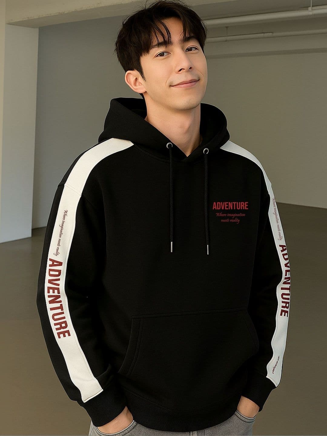 JUMPCUTS Men Colourblocked Hooded Sweatshirt - view 1