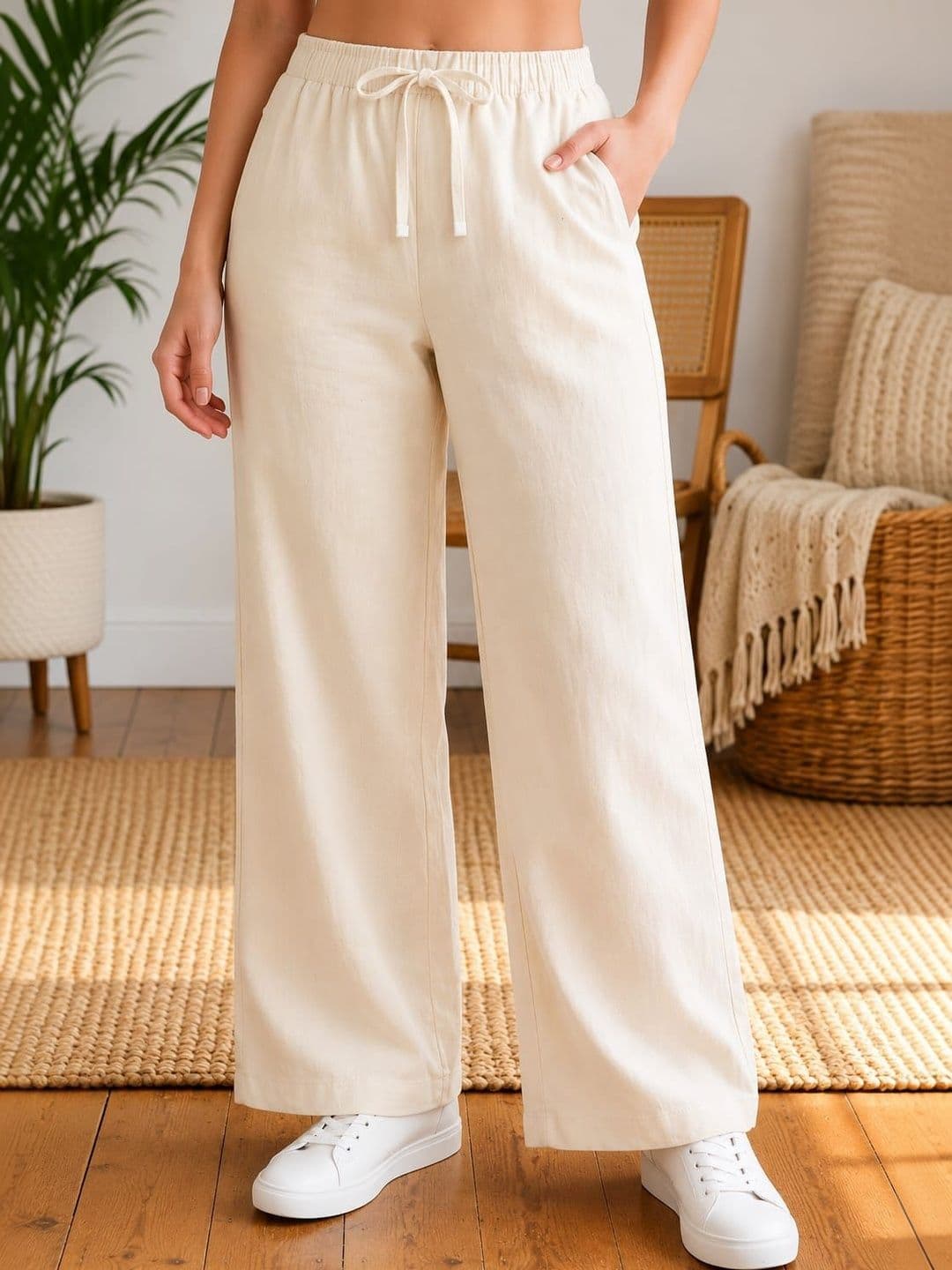 Garbista Women Knitted Linen Palazzos - view 1