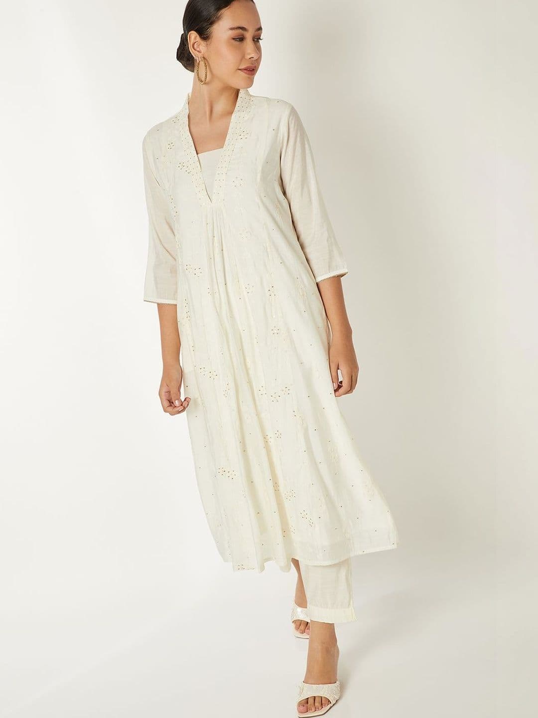 max Women Floral Embroidered Regular Sequinned Kurta with Trousers - view 1