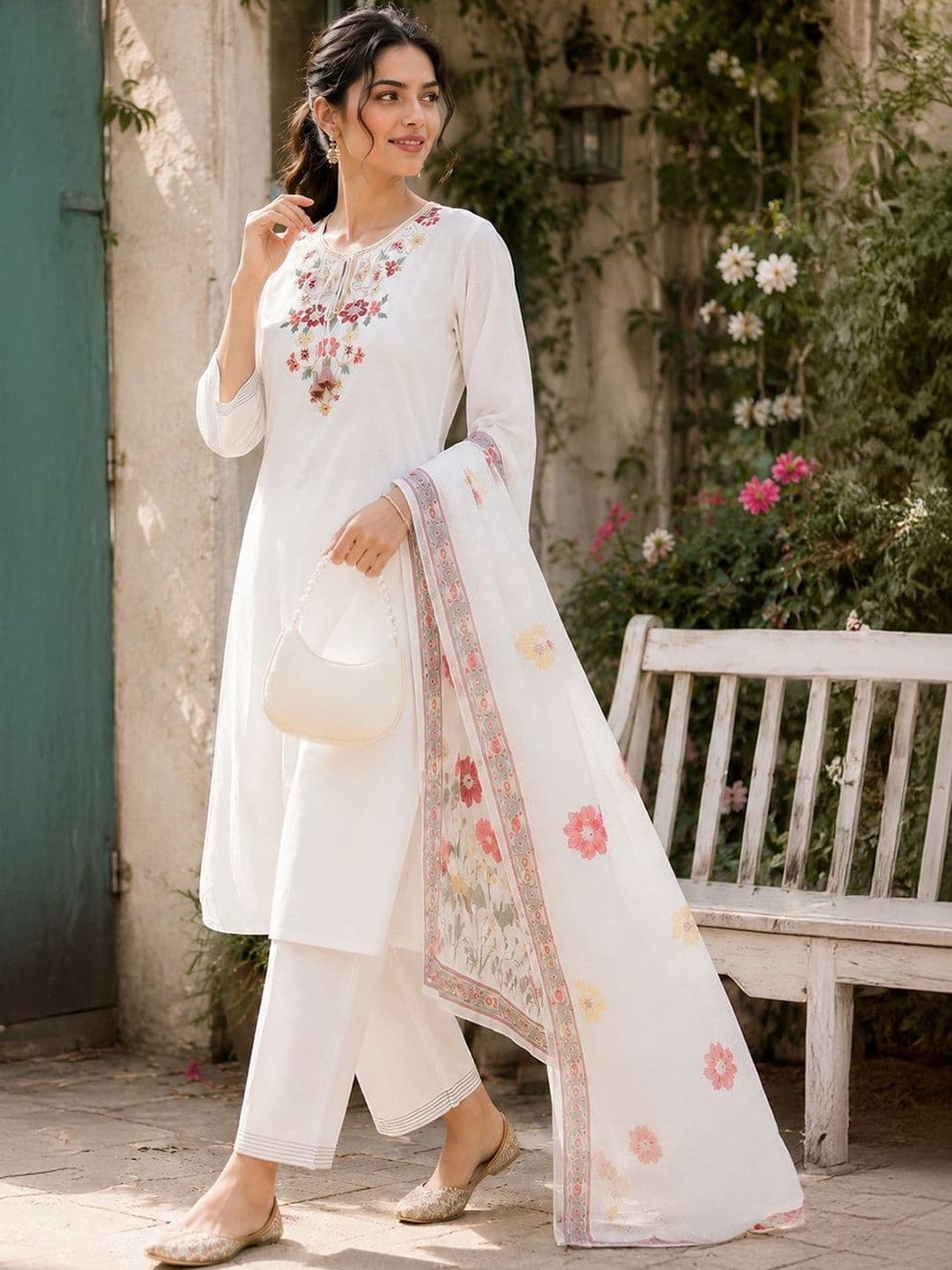 Nayam By Lakshita Floral Straight Yoke Design Kurta Trouser Set With Dupatta - view 1