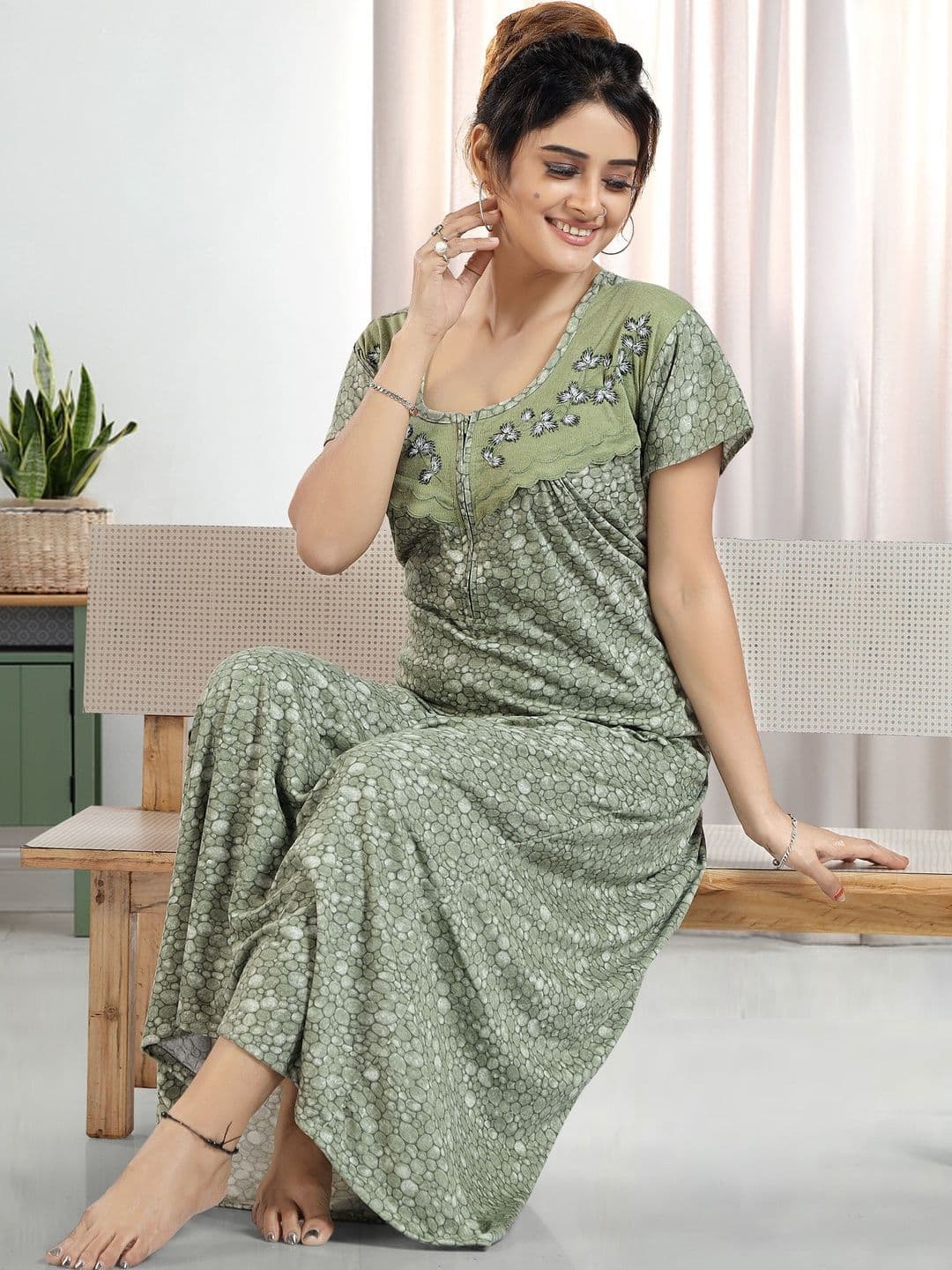 Gutthi Printed Maxi Nightdress - view 1