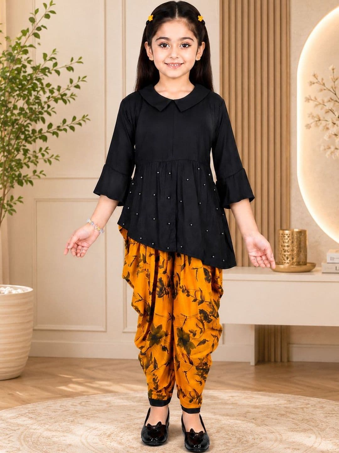 ORIEX THE ORIGINAL FASHION Girls Floral Printed Tunic With Dhoti Pants - view 1