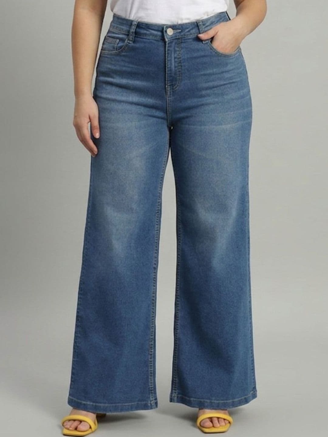 Roadster Womens Plus Size Wide Leg High Rise Stretchable Jeans - view 1