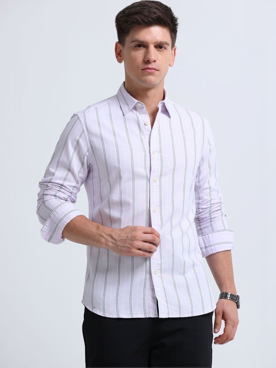 Blu MNKY Men Classic Slim Fit Striped Casual Shirt - view 1