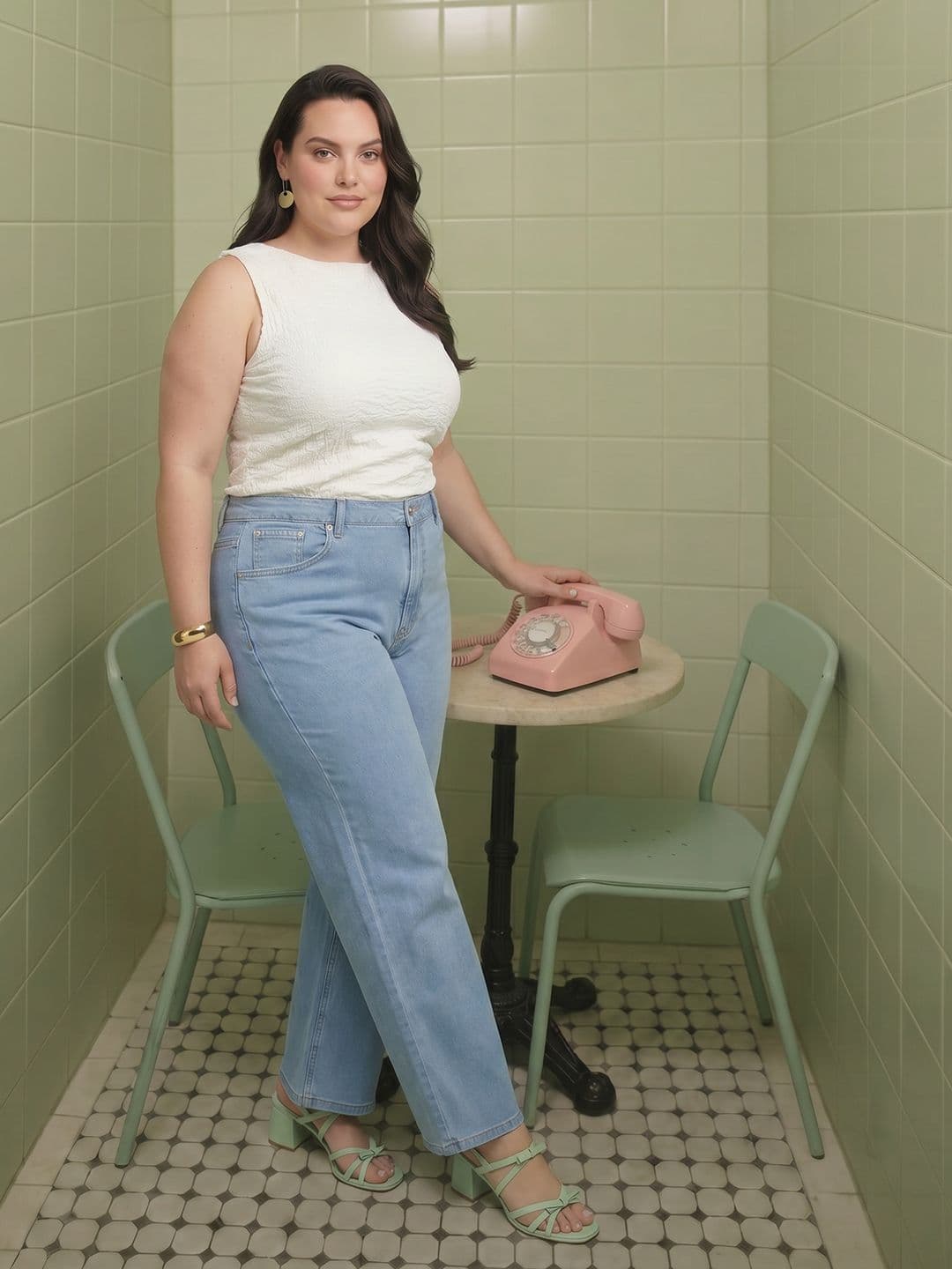DressBerry Curve Women Plus Size Wide Leg Light Fade Jeans - view 1