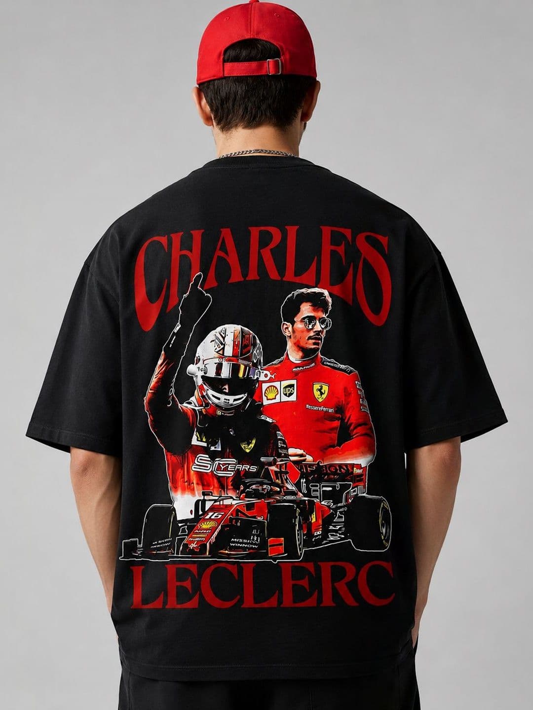 Callibr15 Men Scuderia Ferrari Formula 1 Printed Drop-Shoulder Sleeves T-shirt - view 1