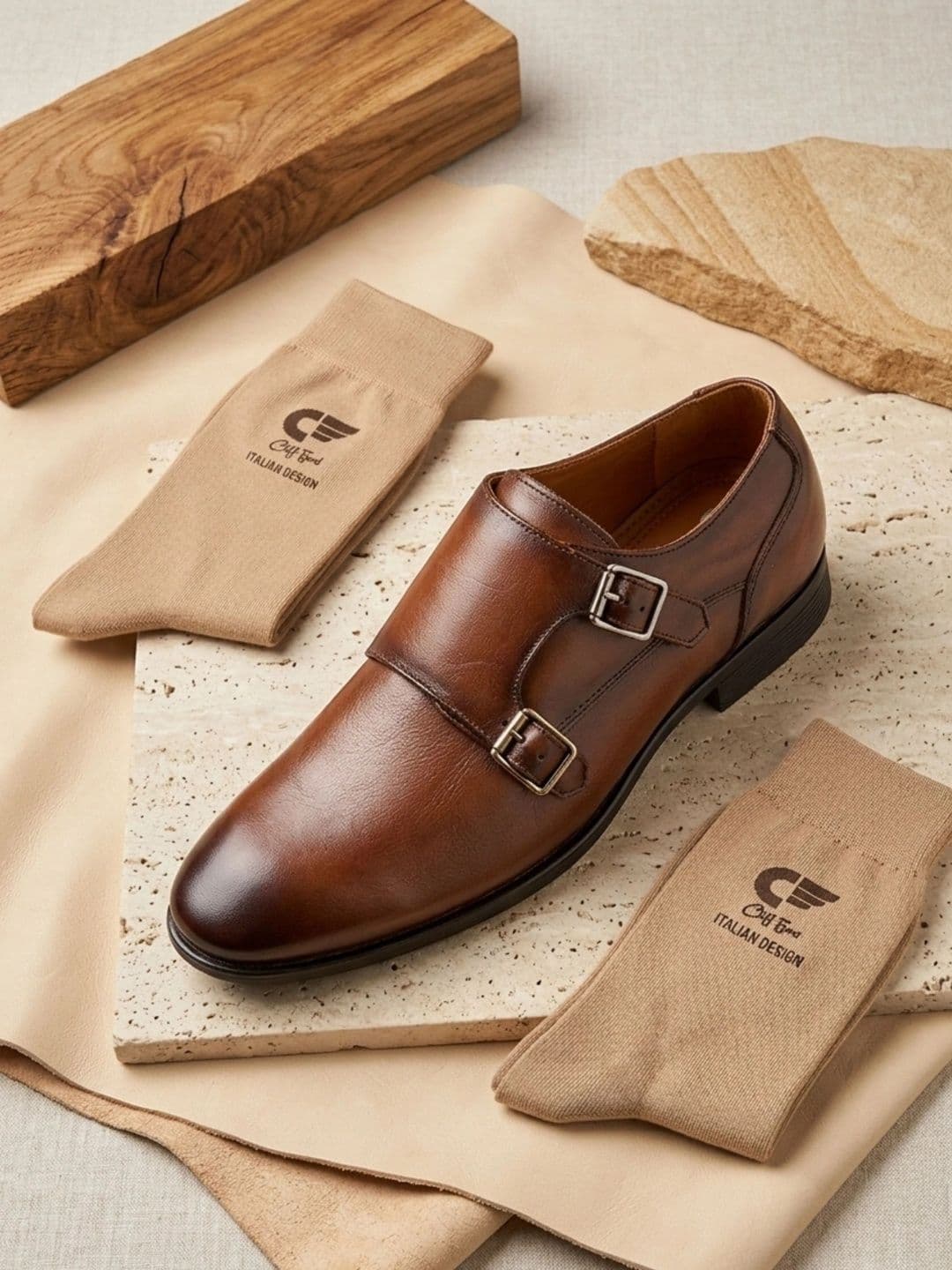 Cliff Fjord Men Leather Formal Monk Shoes - view 1
