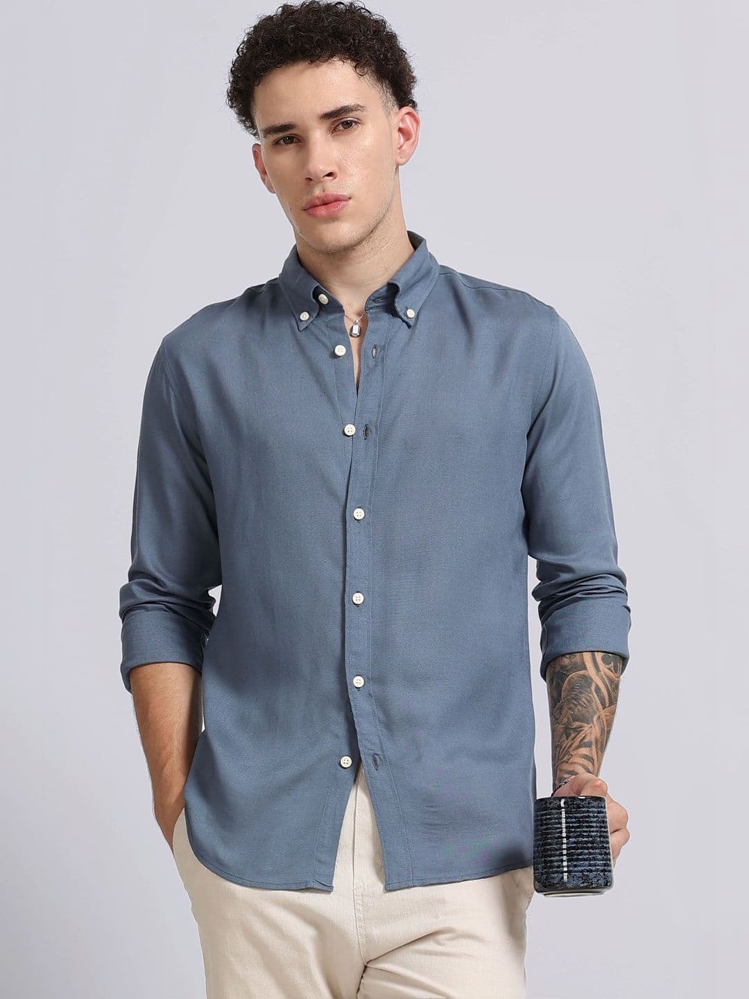 Blu MNKY Men Classic Slim Fit Casual Shirt - view 1