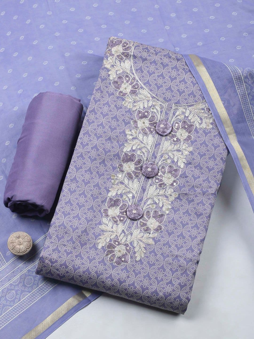 Meena Bazaar Printed Unstitched Dress Material - view 1