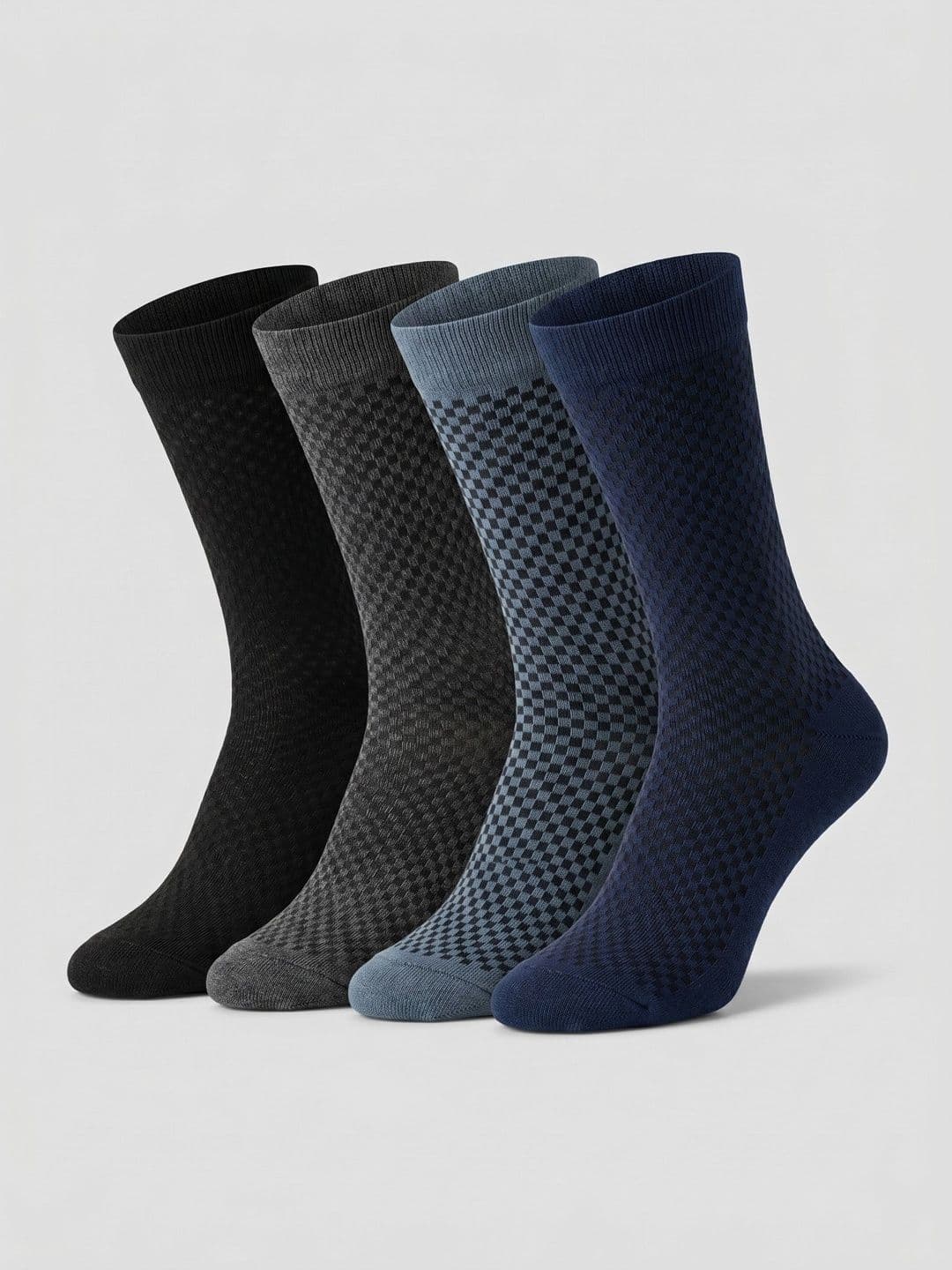Moda Rapido Men Pack of 4 Cotton Blend Checked Calf Length Socks - view 1