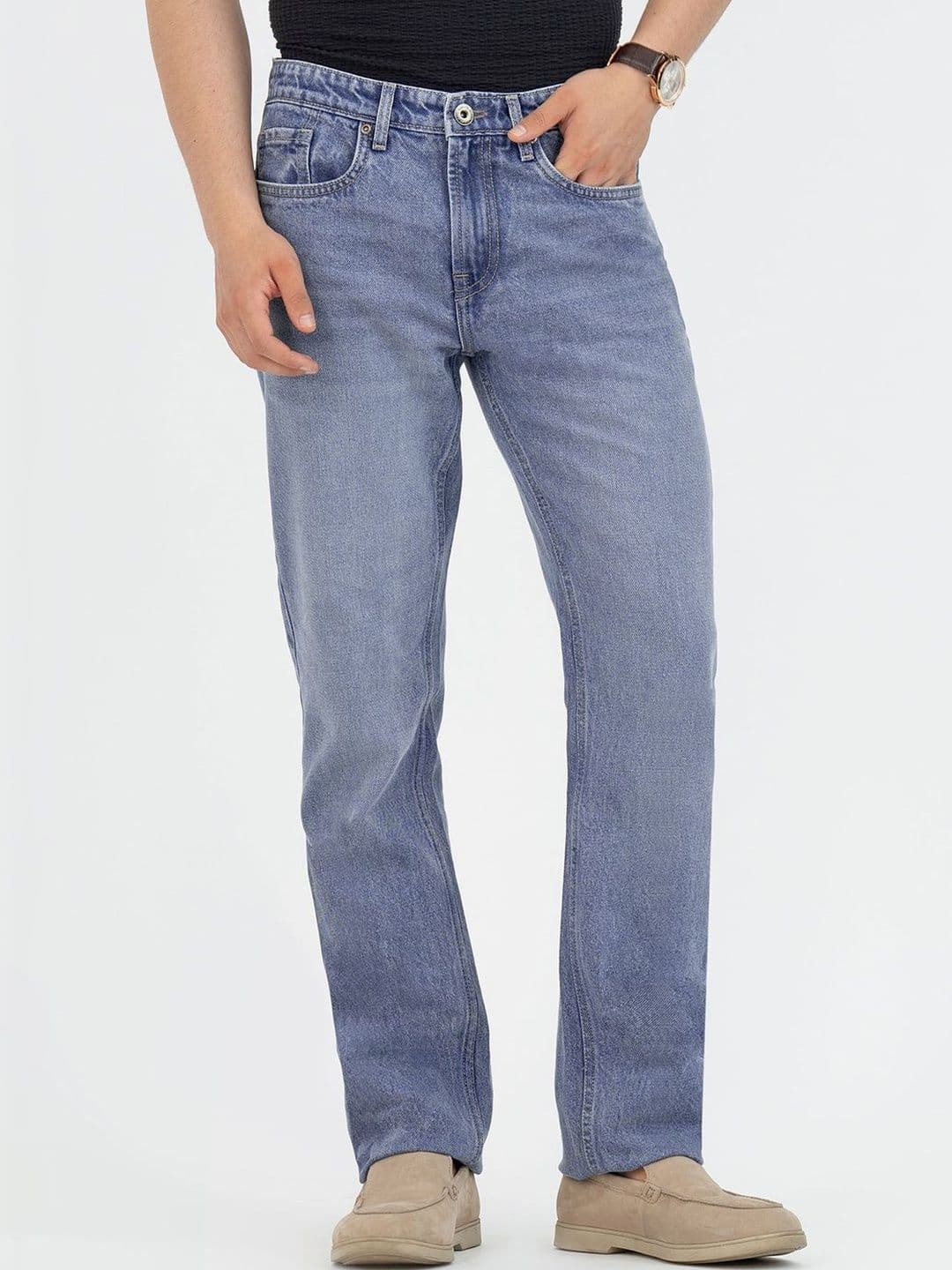 Red Tape Men Straight Fit Mid-Rise Low Distress Jeans - view 1