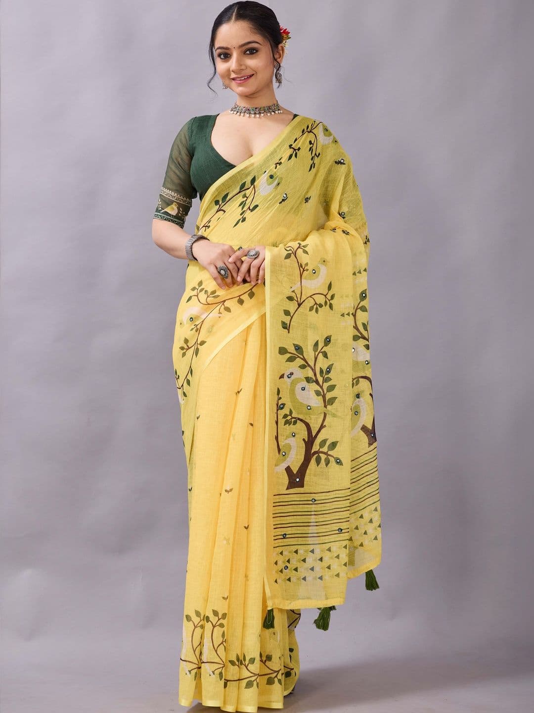 Moda Rapido Ethnic Motifs Patchwork Cotton Blend Saree - view 1