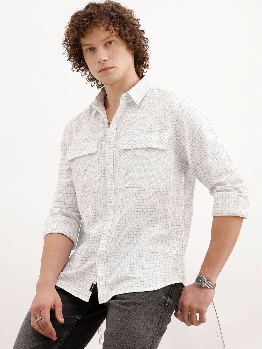 WROGN Men Slim Fit Checked Casual Shirt - view 1