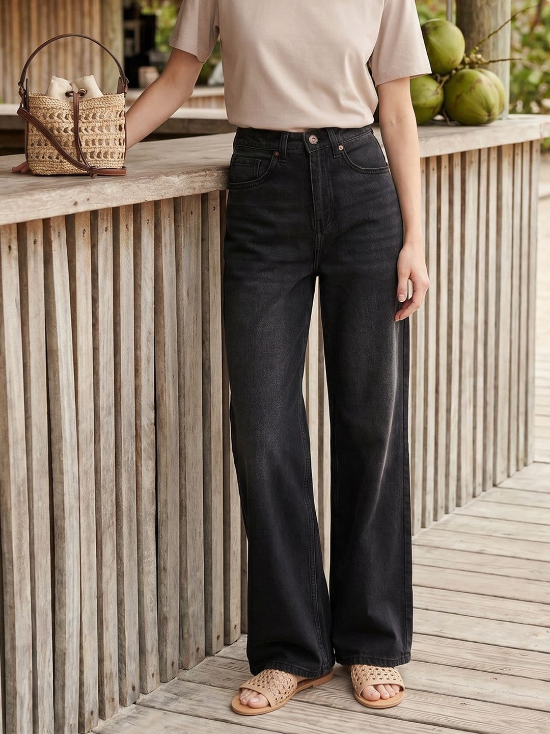 Mast & Harbour Women Wide Leg Pure Cotton Jeans - view 1