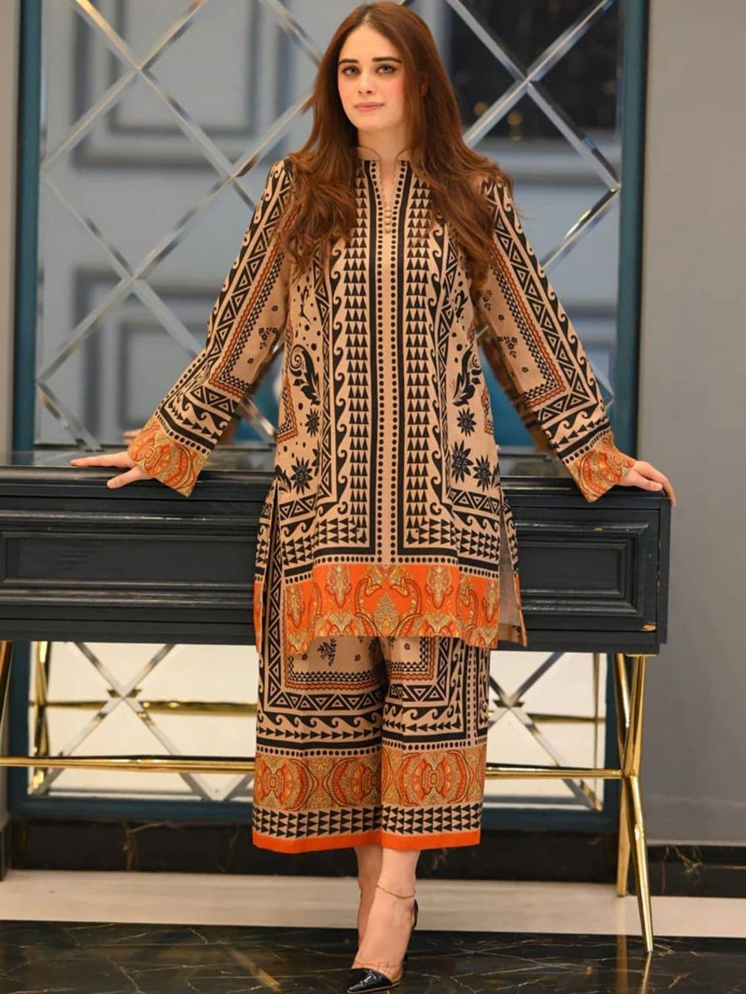 Sangria Printed Tunic with Palazzos - view 1
