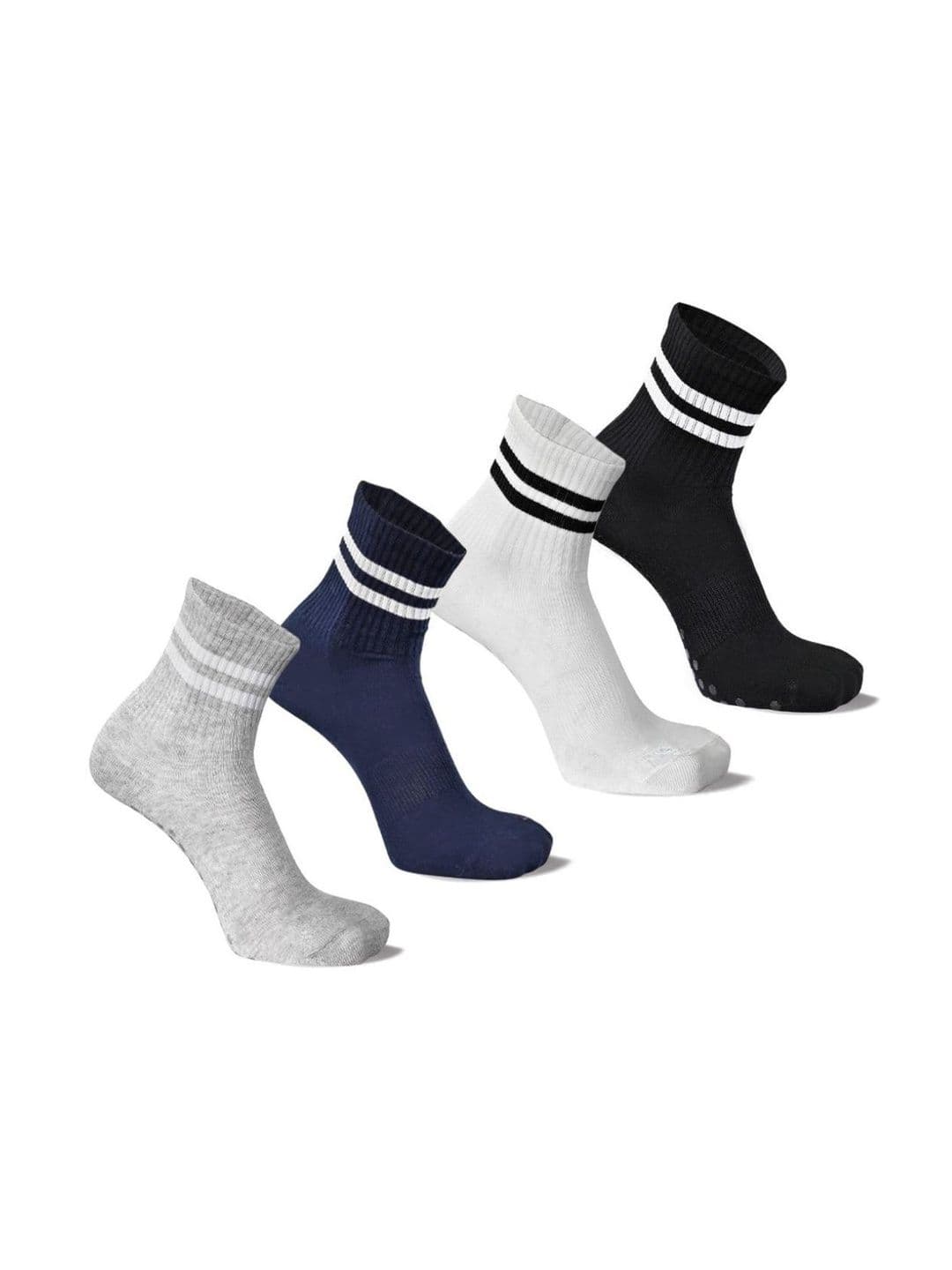 JEMOX Men Pack of 4 Cotton Blend Assorted Striped Above Ankle Socks - view 1