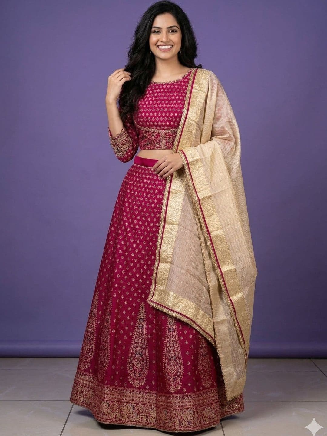 Span Printed Ready to Wear Lehenga & Blouse With Dupatta - view 1