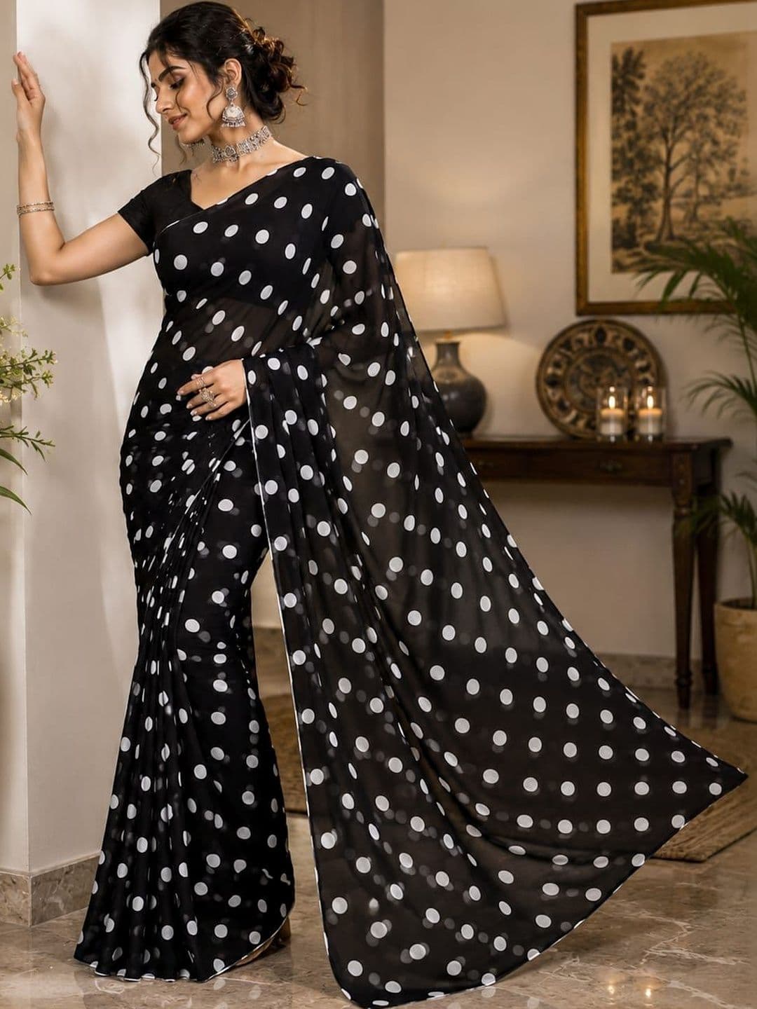 Leelavati Pure Georgette Saree - view 1