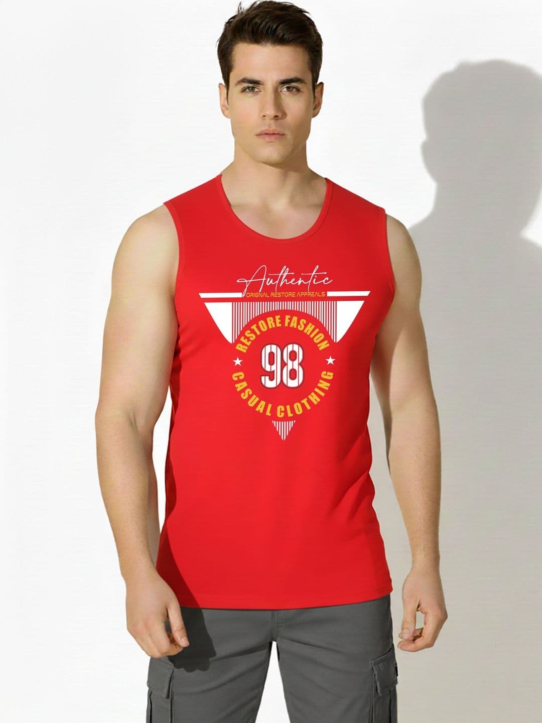 SKY HARBOAR Printed Cotton Gym Vest - view 1