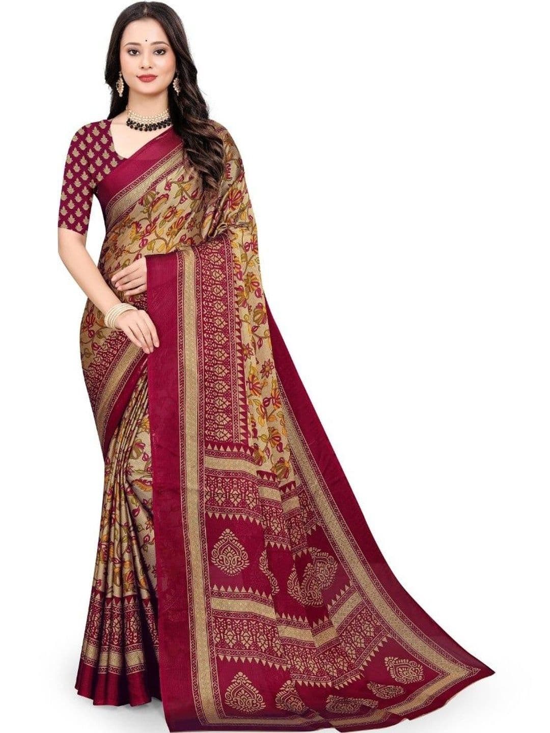 pvssaree Floral Pure Chiffon Saree - view 1