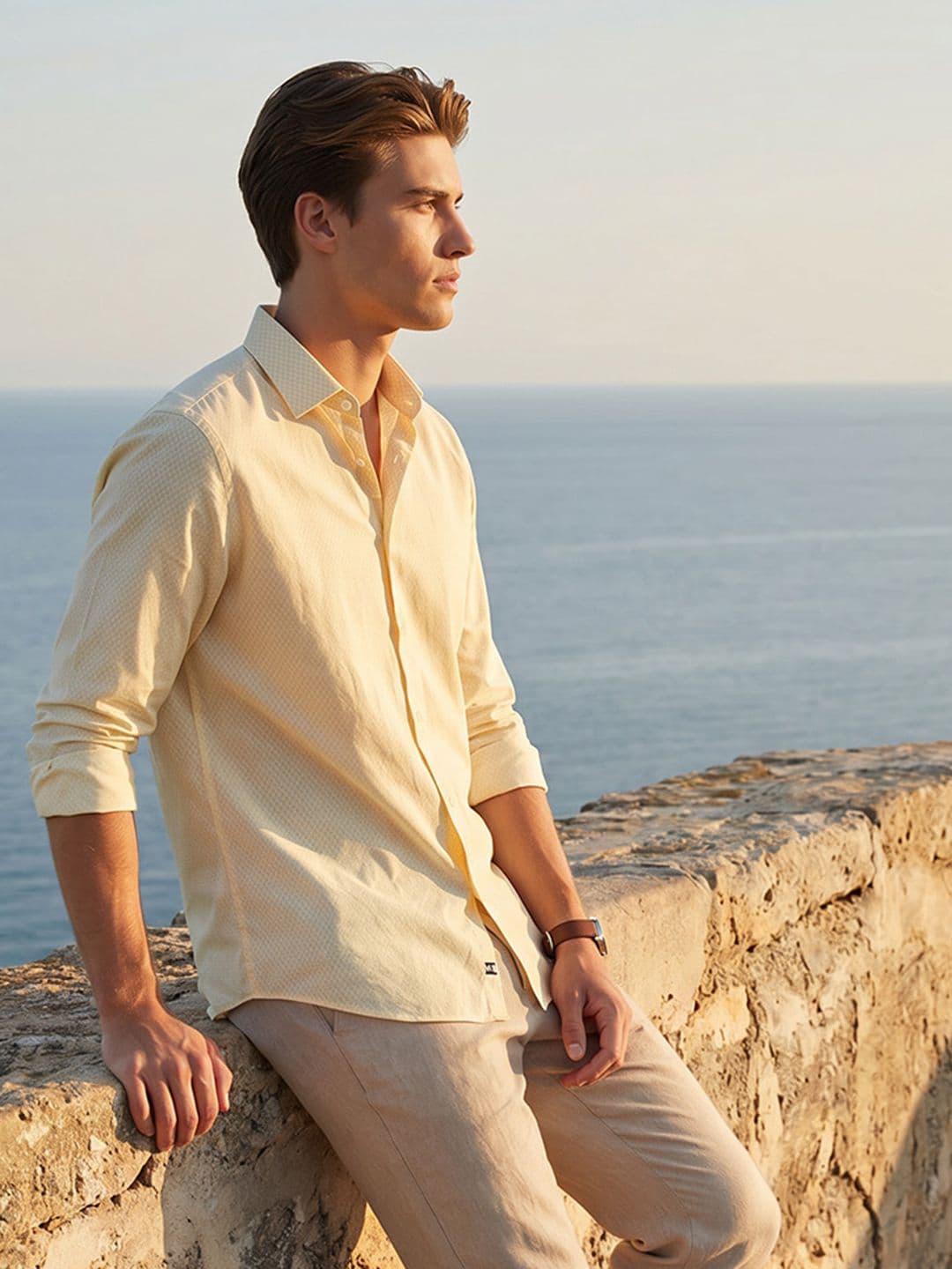 Nautica Textured Slim Fit Pure Cotton Casual Shirt - view 1