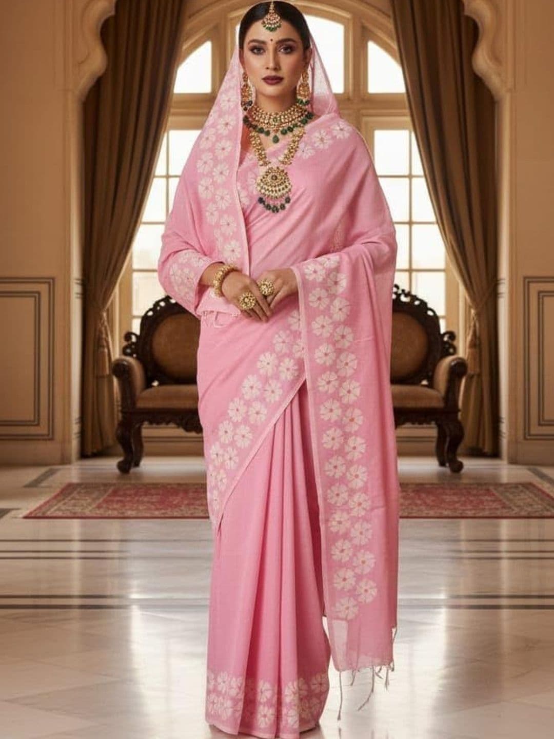 MS SARADA HANDLLOM Floral Art Silk Saree - view 1