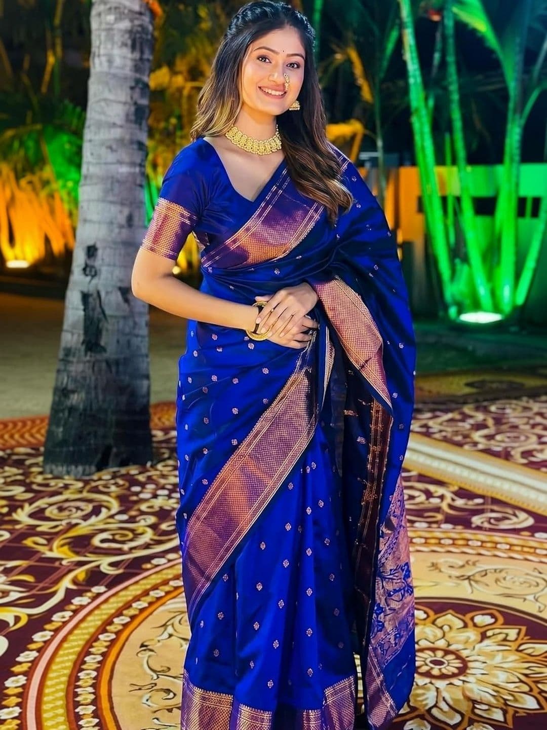 Yashika Floral Zari Art Silk Banarasi Saree - view 1
