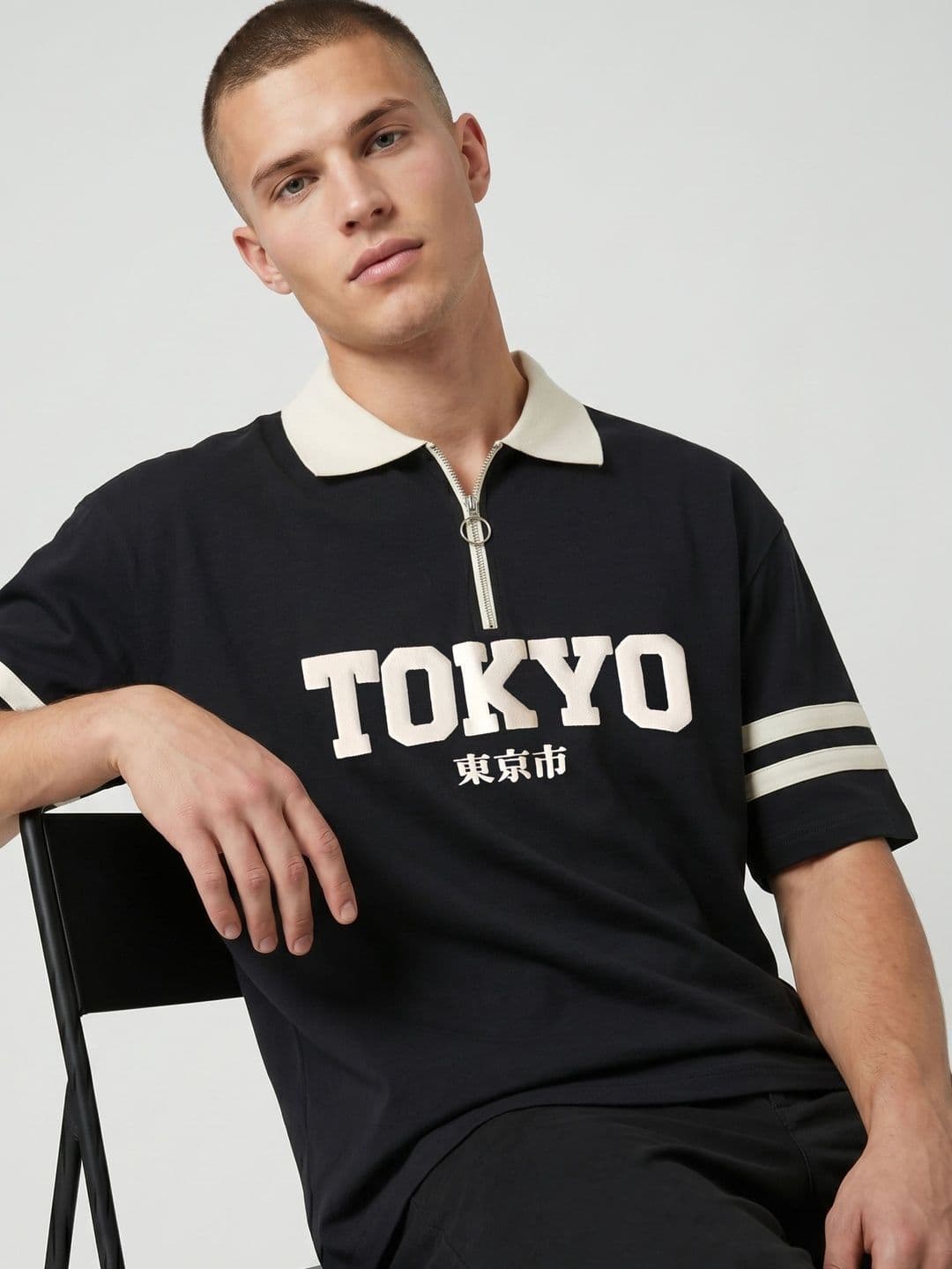glitchez Men Typography Printed Polo Collar T-shirt - view 1