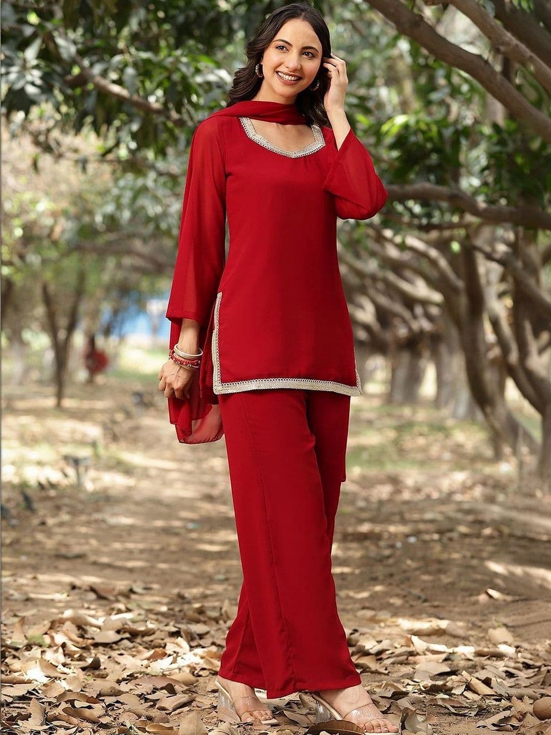 TWINS LADY Women Regular Gotta Patti Kurta with Palazzos & With Dupatta - view 1