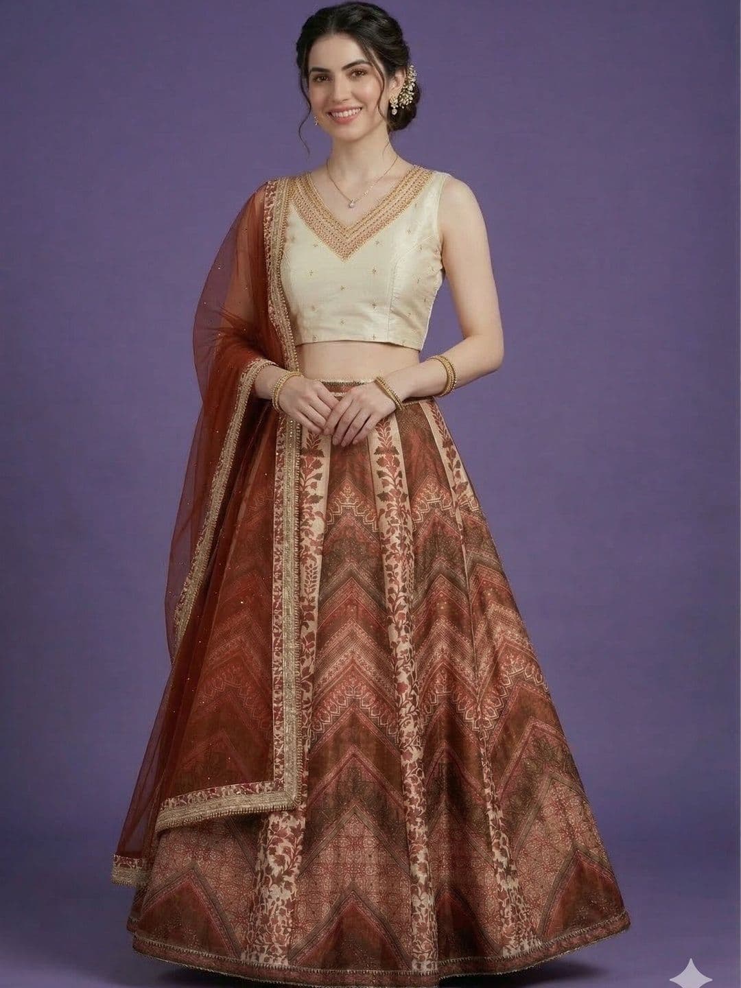 Span Embellished Ready to Wear Lehenga & Blouse With Dupatta - view 1